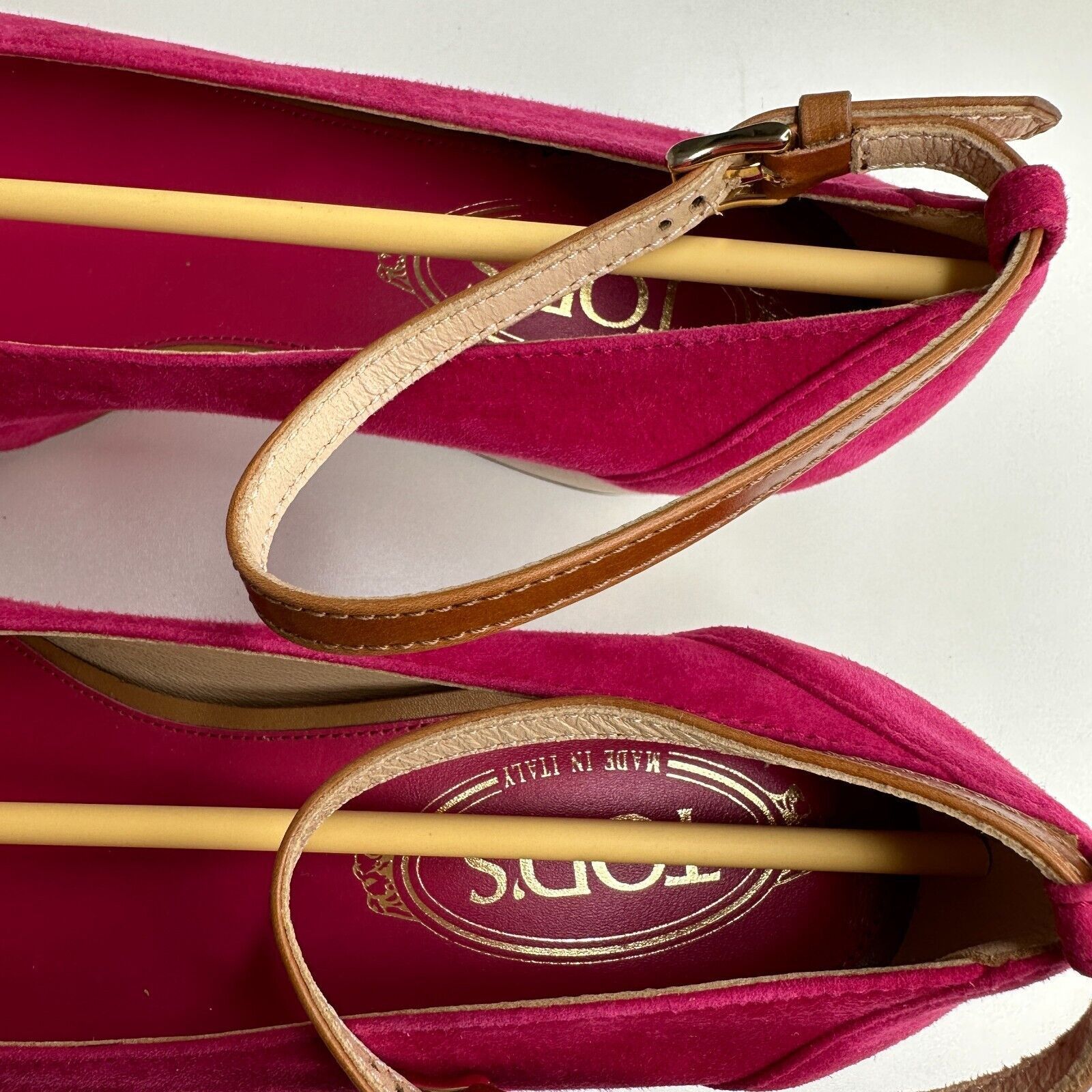 Tod's Tod's Pink Suede Ankle Strap Round Toe Wedge Shoes 38 / 8 Size US 8 / IT 38 - 11 Thumbnail