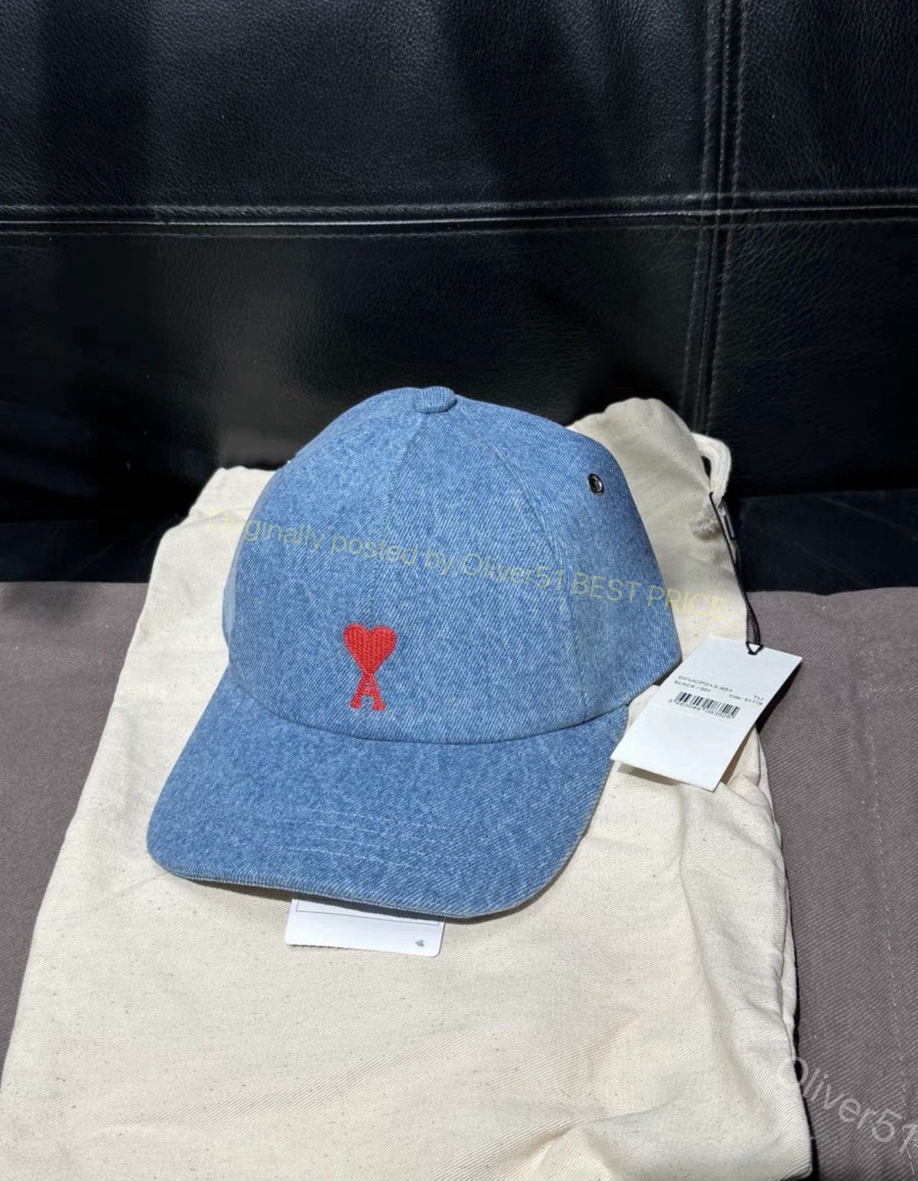 Ami Paris Blue Denim Red‑heart Baseball Cap Yyyy14/2610, Men's
