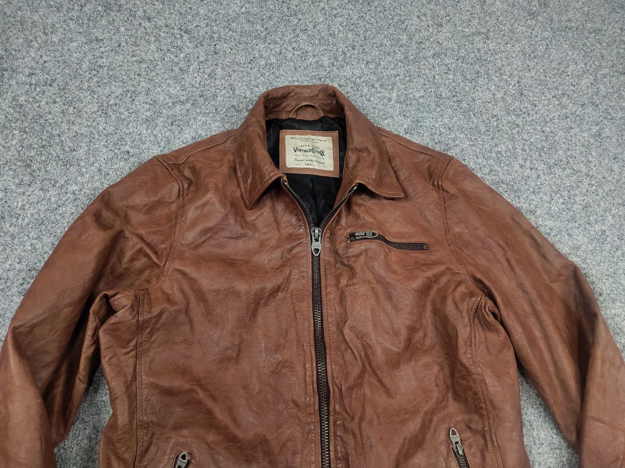 Jack & Jones Vintage jack & jones cognan Perfect Leather brown jacket Size US S / EU 44-46 / 1 - 3 Thumbnail