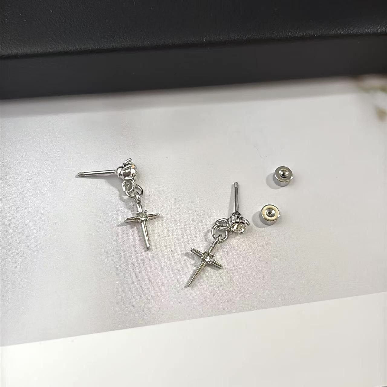 Other CZ Cross Dangle Drop Earrings for Men Women Hip Hop Unisex Size ONE SIZE - 5 Thumbnail