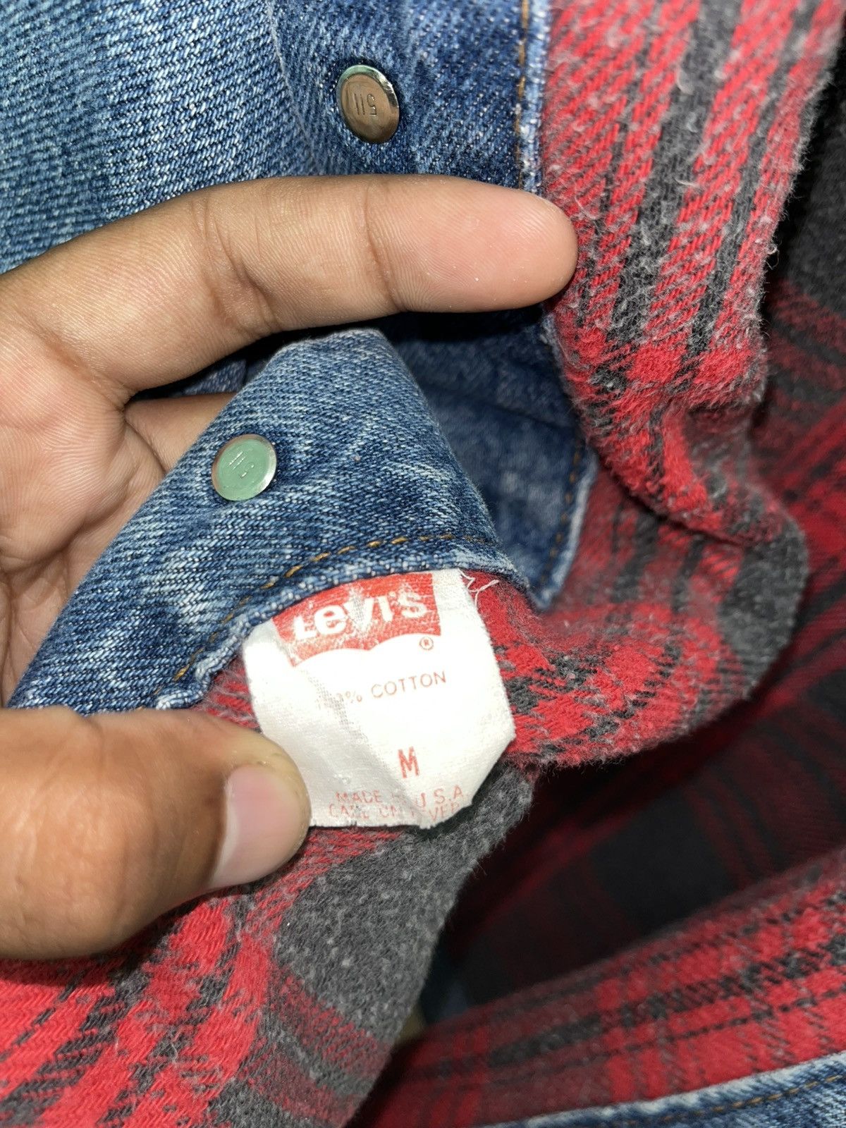 Levi's × Levi's Vintage Clothing × Vintage Vintage Levi's 80s Denim Trucker Jacket 70417 Flannel Lined Size US M / EU 48-50 / 2 - 6 Thumbnail