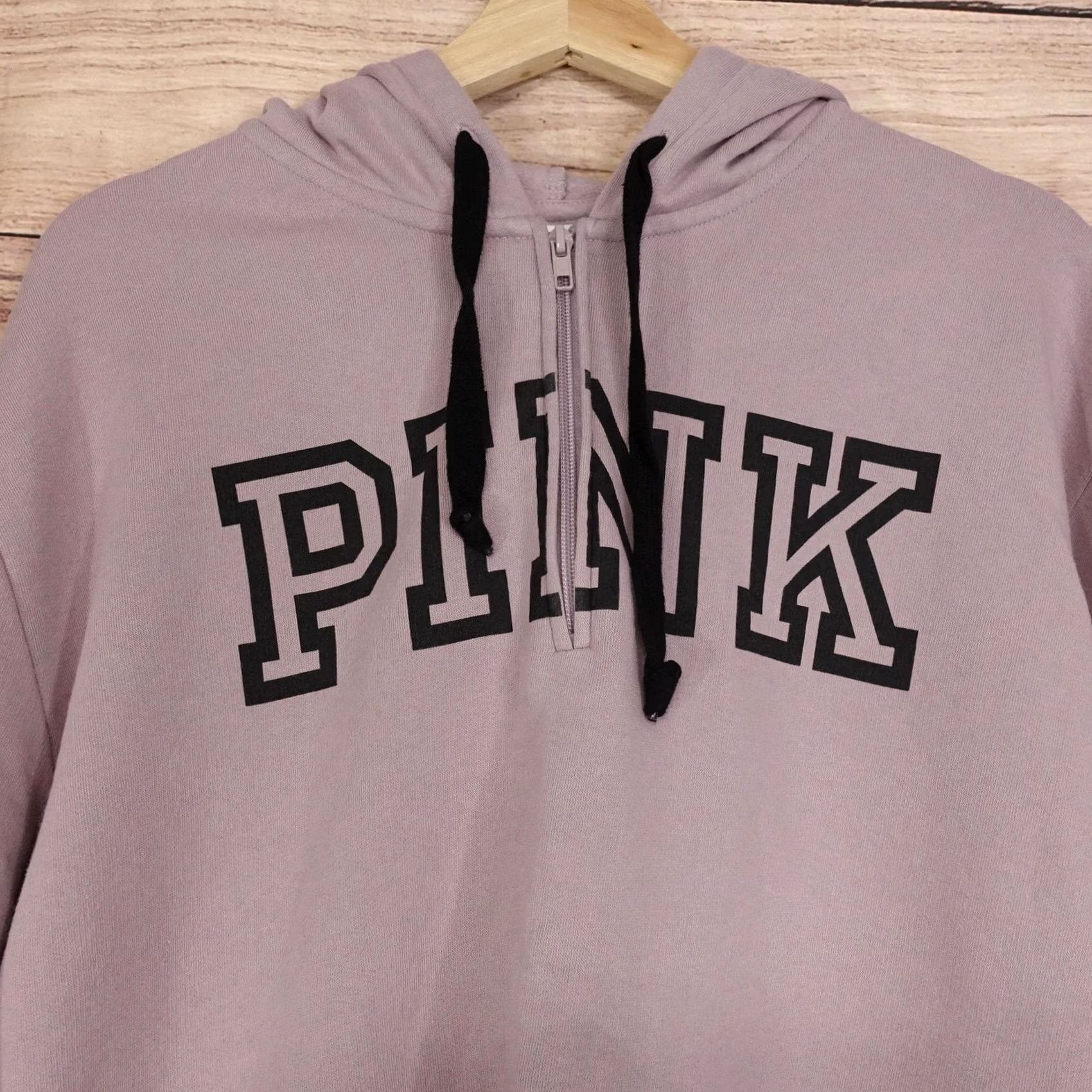 Pinko PINK Victoria's Secret Hoodie Womens L Pink Pullover 1/4 Zip Hooded Pockets Logo Casual Fall Size L / US 10 / IT 46 - 2 Thumbnail