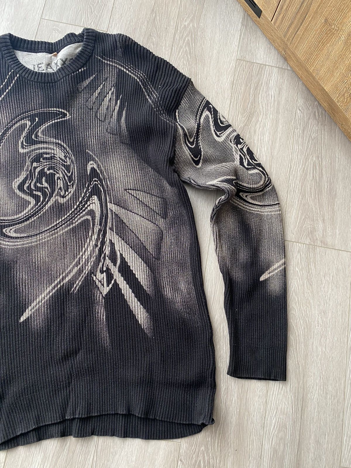 Japanese Brand × Vintage Vintage Y2K Japanese Style Ribbed Print Knit Sweater Size US XL / EU 56 / 4 - 3 Thumbnail