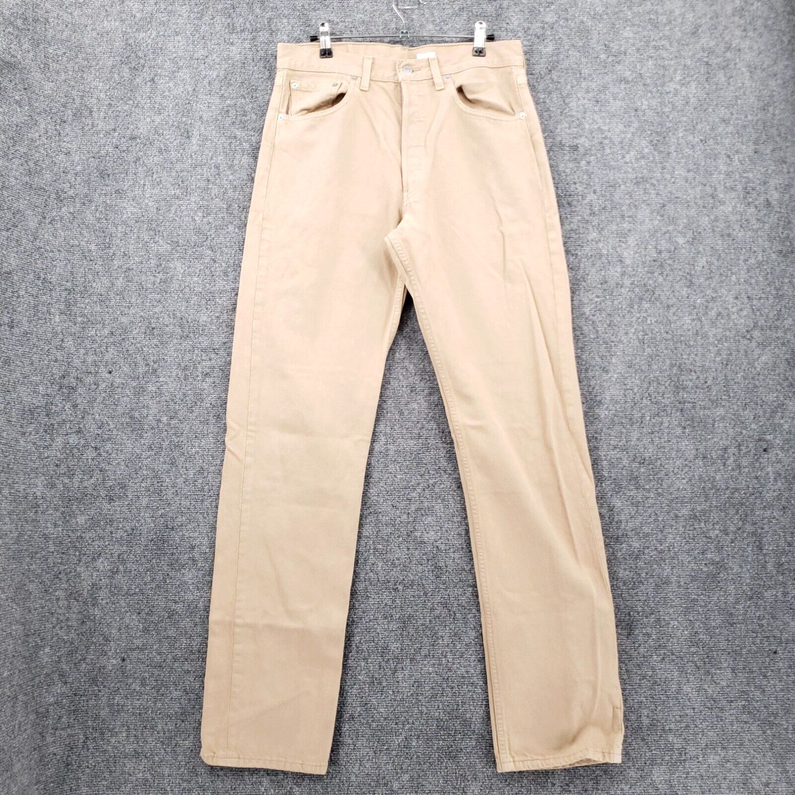 Image of Vintage Levis 501 Jeans Mens 33X34 Xx Brown Tan Button Fly Straight Leg Denim in White