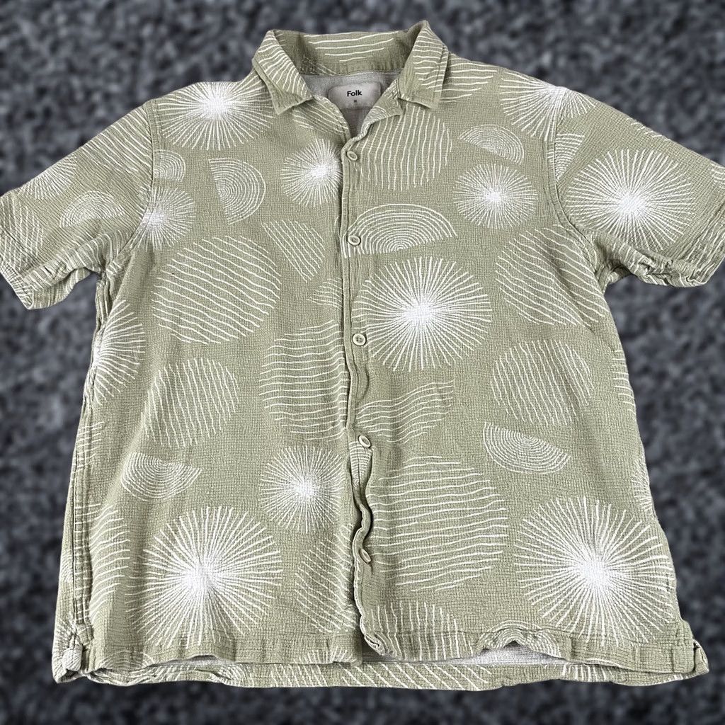 Folk Folk Shirt Mens XL Geometric Rose Short Sleeve Camp Collar Hawaiian S47 Size US XL / EU 56 / 4 - 1 Thumbnail