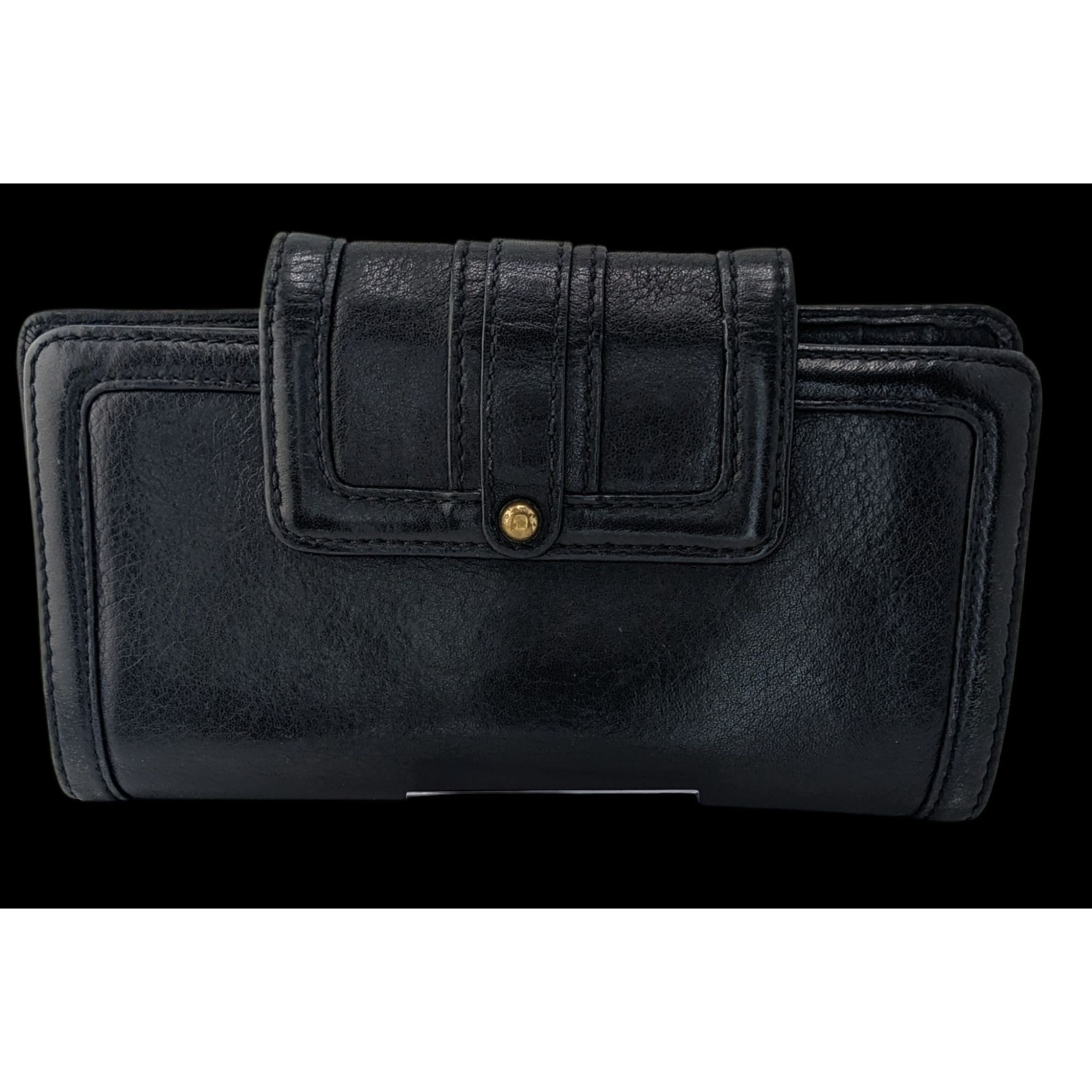Banana Republic Vintage 90s Banana Republic Black Leather Wallet W/ Gold Har Size ONE SIZE - 2 Thumbnail
