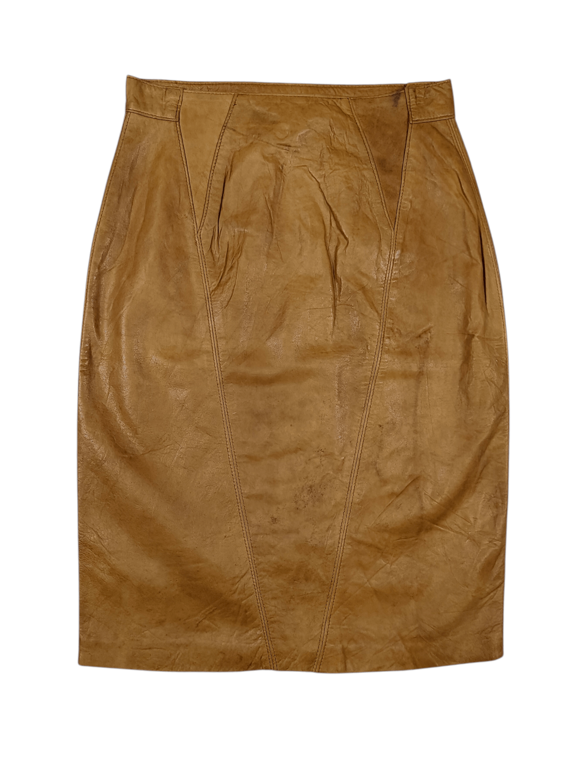 Vintage 90s REJÉ Spain- Minimal Scuplted Panel Genuine Leather Skirt Size 28" / US 6 / IT 42 - 1 Thumbnail
