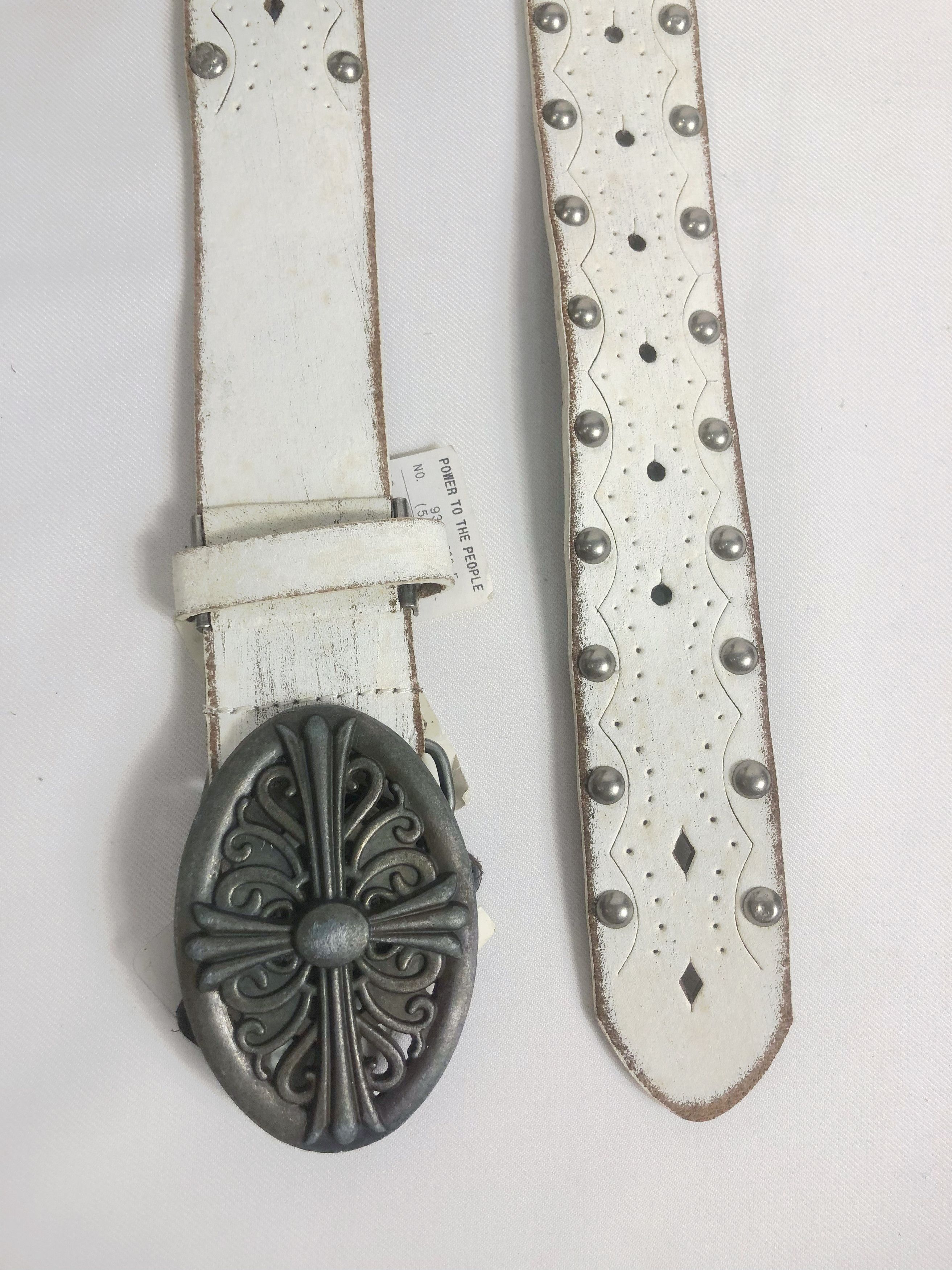 Japanese Brand Vintage NOS Power To The People Studded Punk Leather Belt Size ONE SIZE - 3 Thumbnail