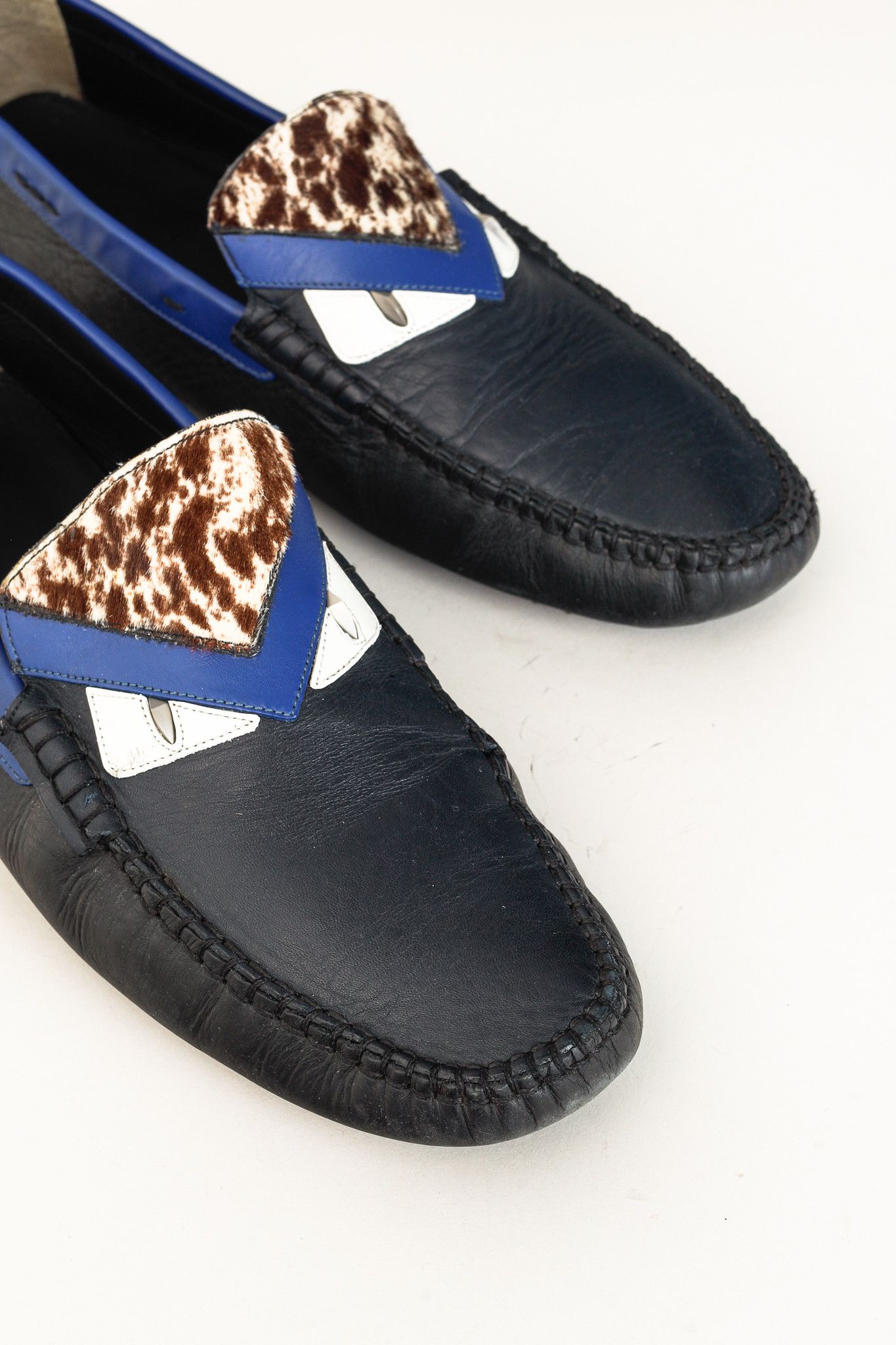 Fendi Fendi Monster Eyes Blue & Pony Hair Trim Driving Mocs Size US 9 / EU 42 - 7 Thumbnail