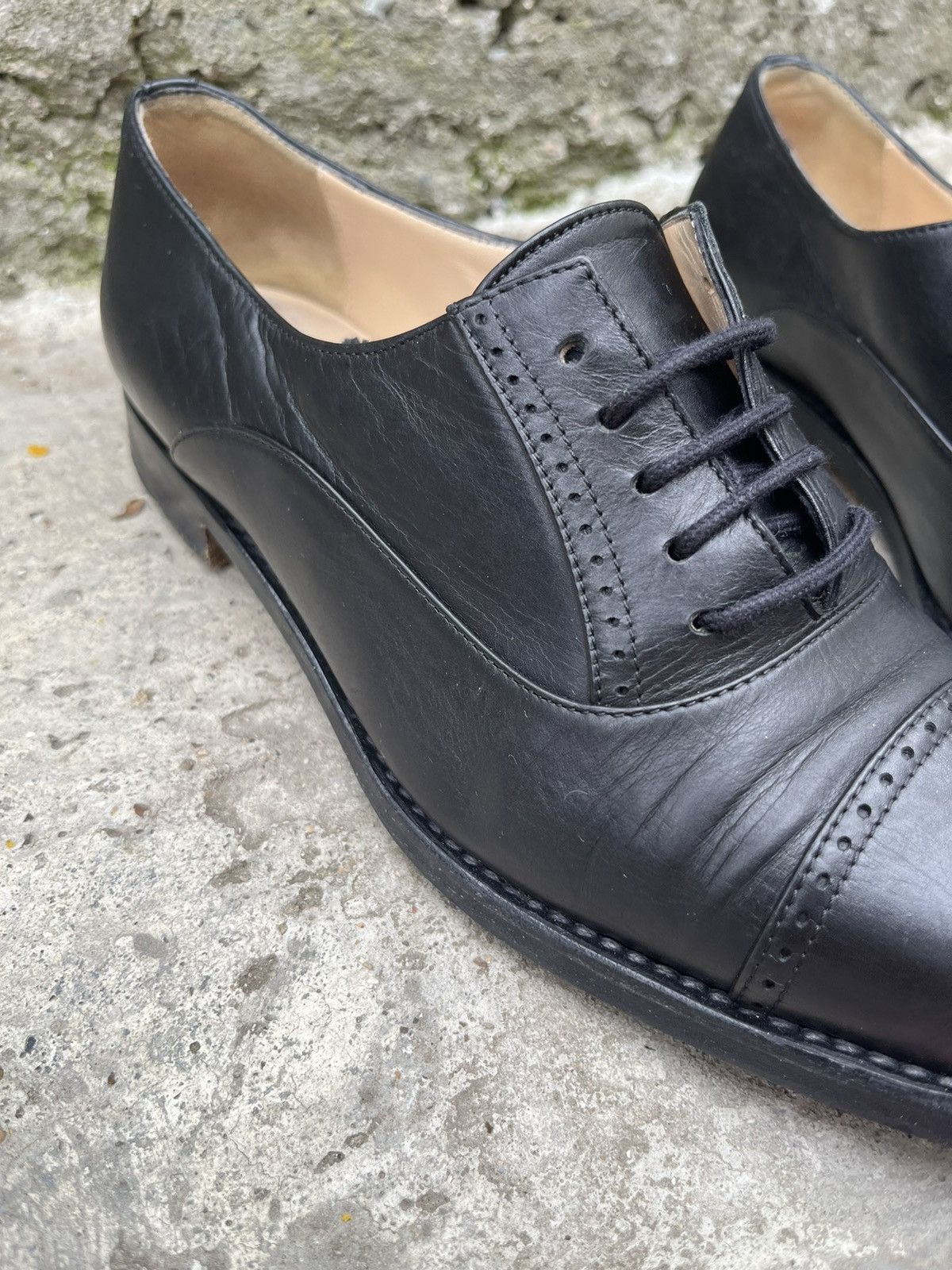 Manolo Blahnik × Vintage Manolo Blahnik handmade leather oxfords Size US 7 / IT 37 - 5 Thumbnail