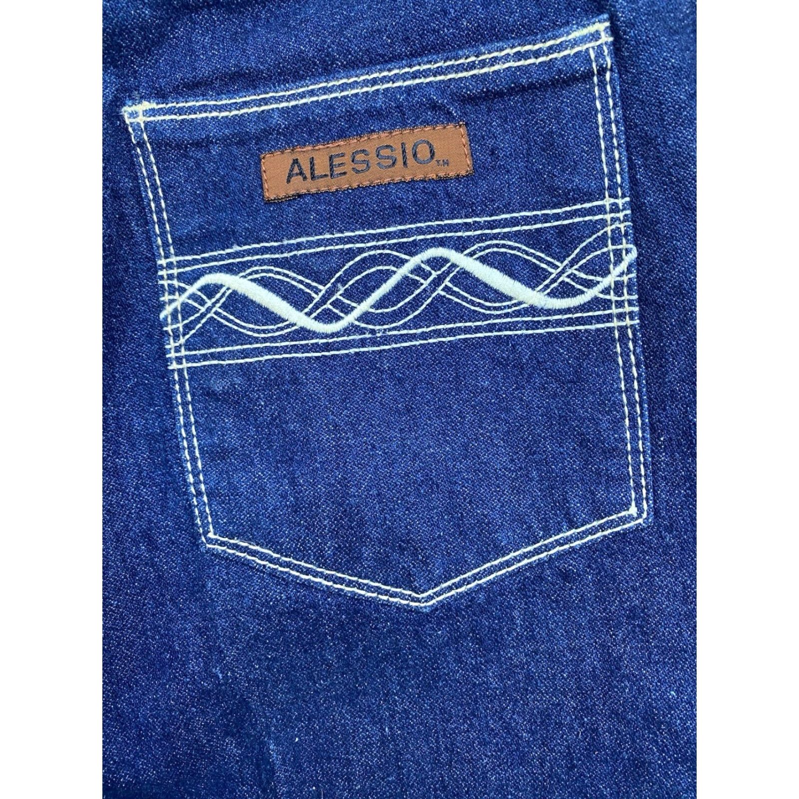Vintage Vtg Alessio Jeans Womens 5-Pocket Denim Embroidered Western 100% Cotton 29 Inseam 29.5 Rise High Waist 31" 70s 80s Dated Deadstock Jeans Size 29" - 7 Thumbnail