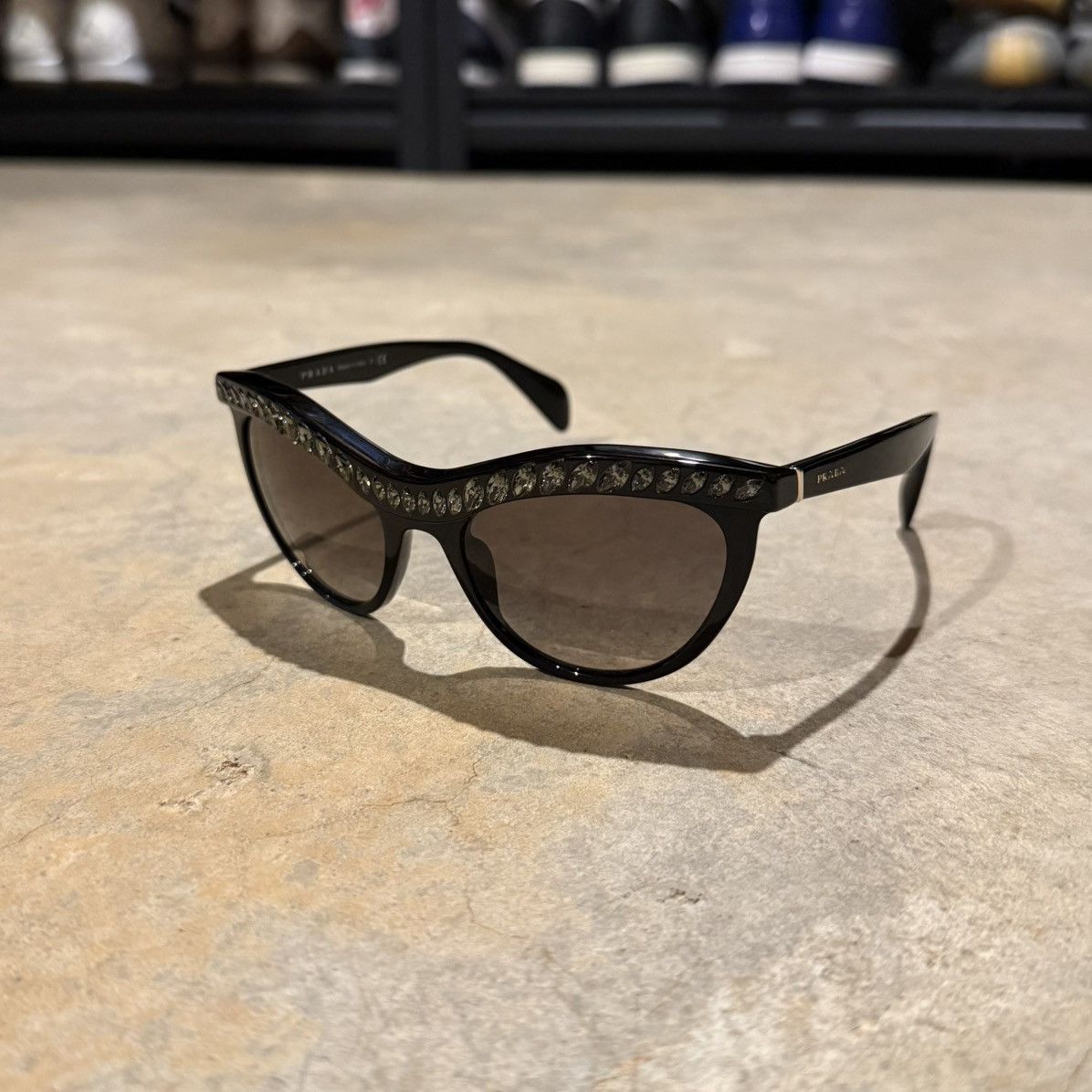 Prada Prada Cat Eye Crystal Sunglasses Black Havana SPR 04P Size ONE SIZE - 2 Thumbnail