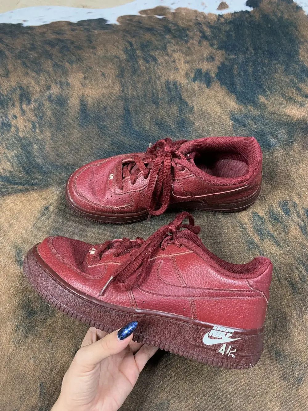 Nike Air Force 1 Low Burgundy Leather Sneakers Rare