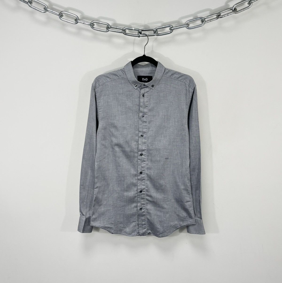 Dolce & Gabbana Dolce & Gabbana Men’s Slim Herringbone Button Down Shirt Size US M / EU 48-50 / 2 - 1 Thumbnail