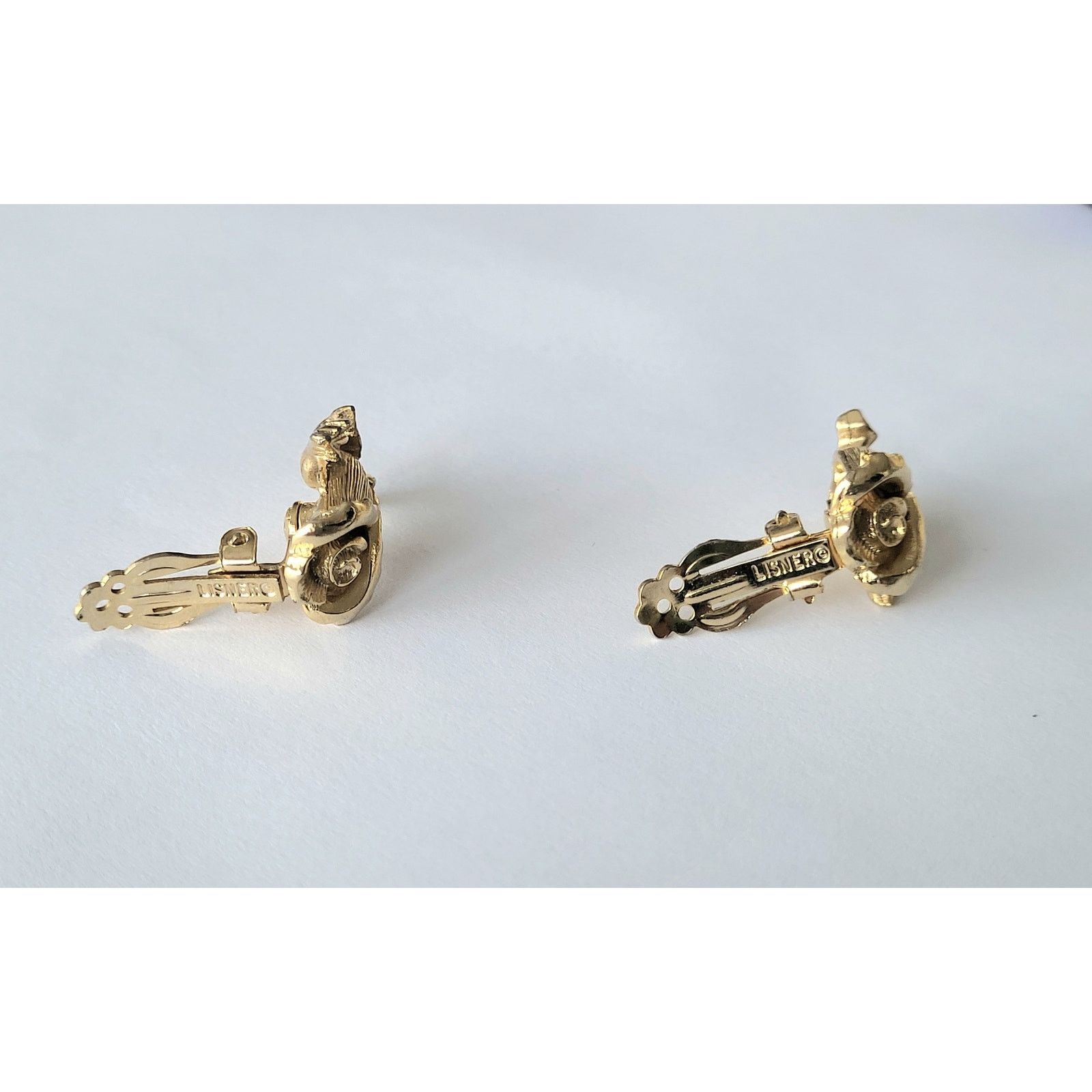 Other Lisner Signed Vintage Earrings Gold Flower Clip Size ONE SIZE - 5 Thumbnail