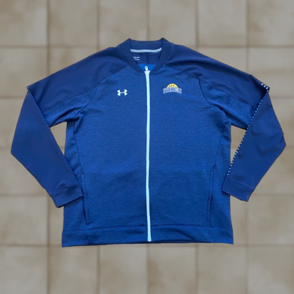 Under Armour VINTAGE Under armour Jacket Mens XXL BLUE Franklin College IN Basketball Pullover Spellout Logo Embroidered Size US XXL / EU 58 / 5 - 1 Thumbnail
