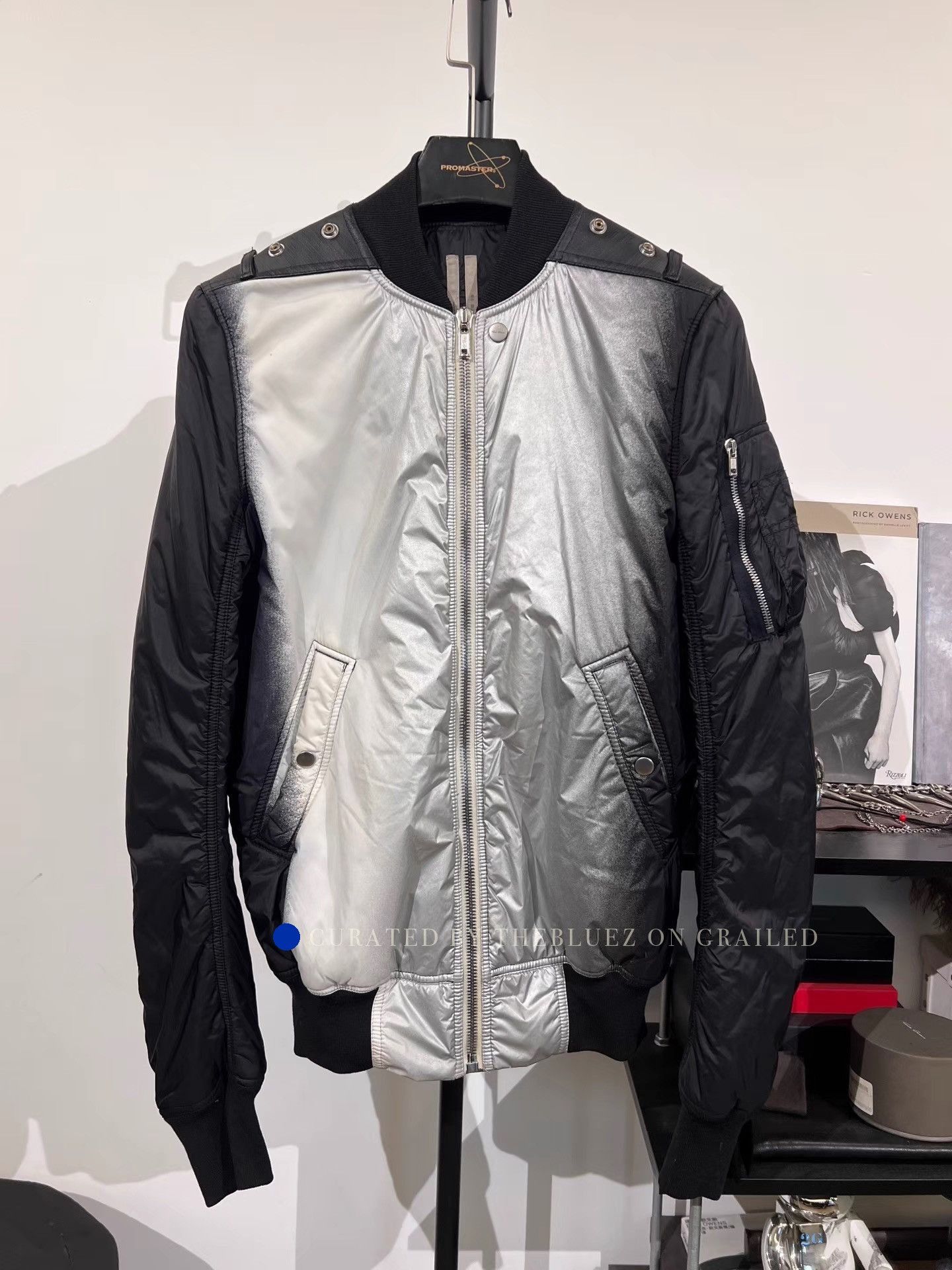 Rick Owens Silver Ombre Bomber Jacket Size M Size US M / EU 48-50 / 2 - 1 Thumbnail