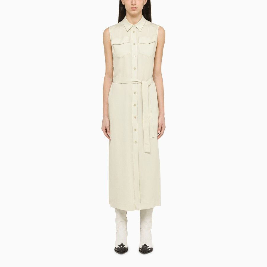 Calvin Klein o1d2blof0824 Midi Chemisier Dress in Ivory Size XS / US 0-2 / IT 36-38 - 1 Thumbnail