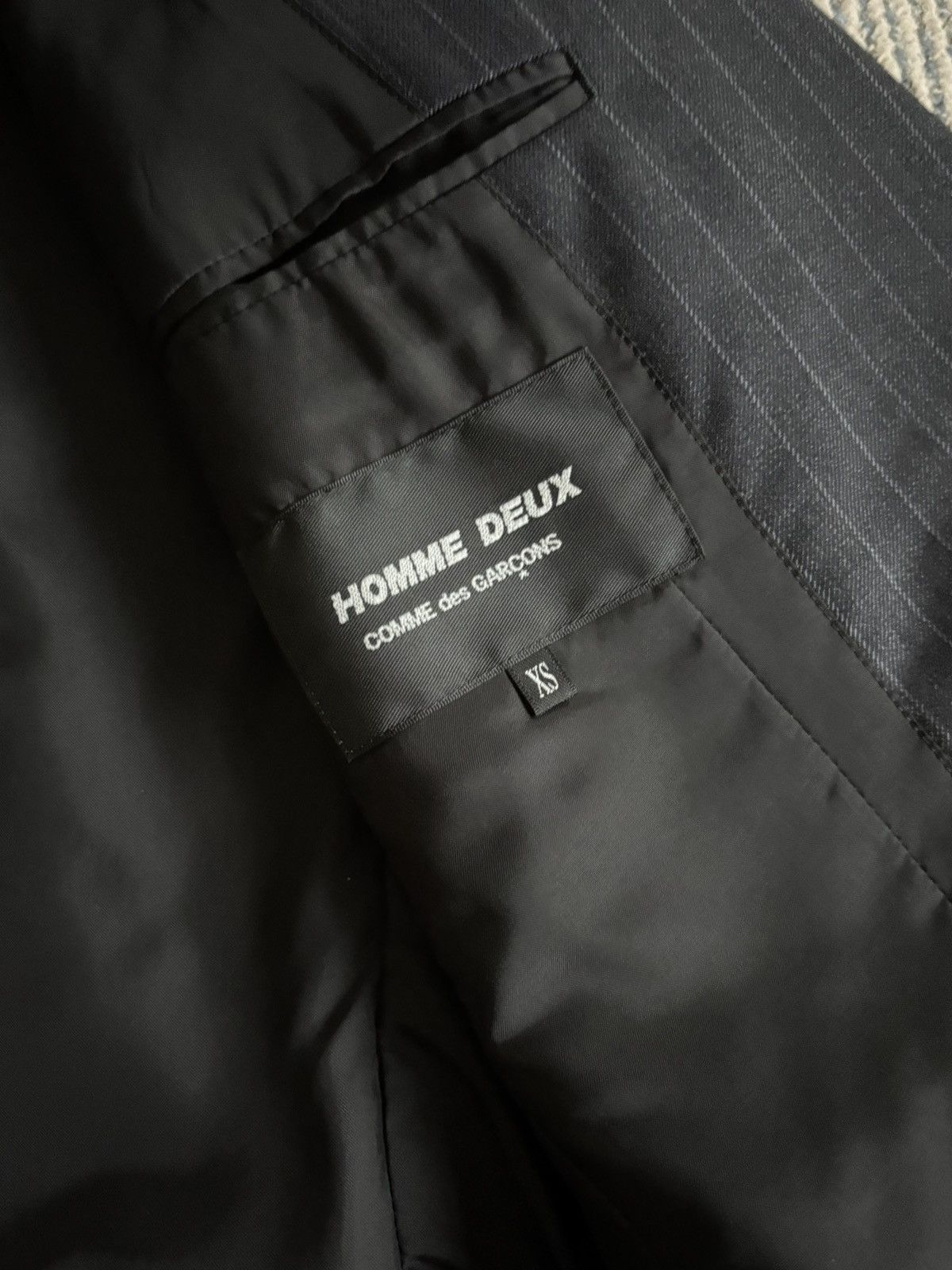Comme des Garcons Homme Deux Pinstripe Grey Blazer Size 44S - 3 Thumbnail