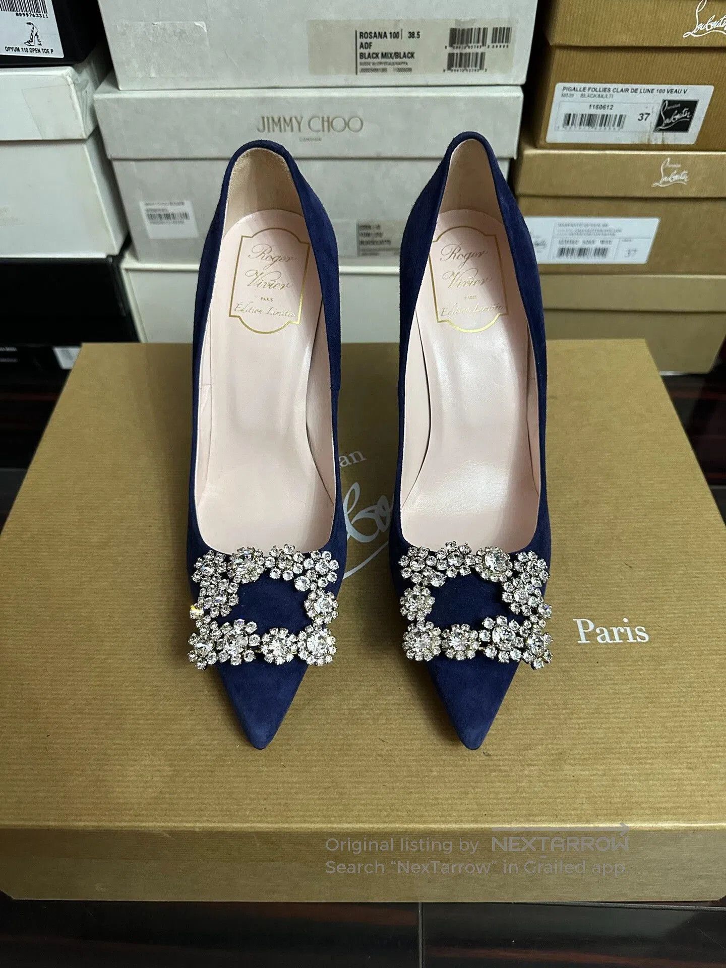 Roger Vivier Roger Vivier Blue Diamond Buckle Heels. Size US 6.5 / IT 36.5 - 1 Thumbnail