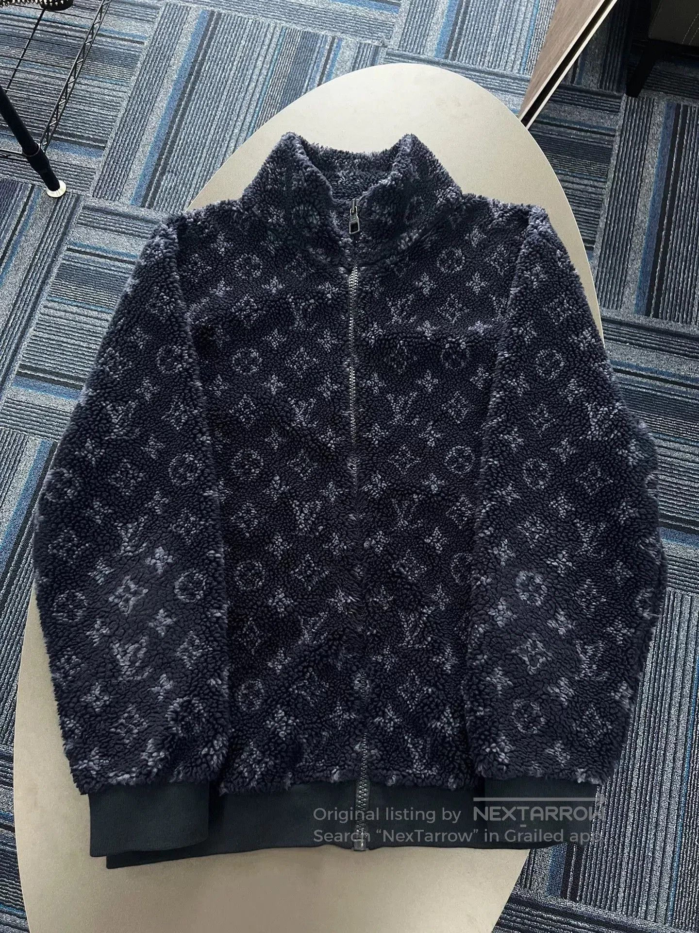 lv teddy coat in blue size L.