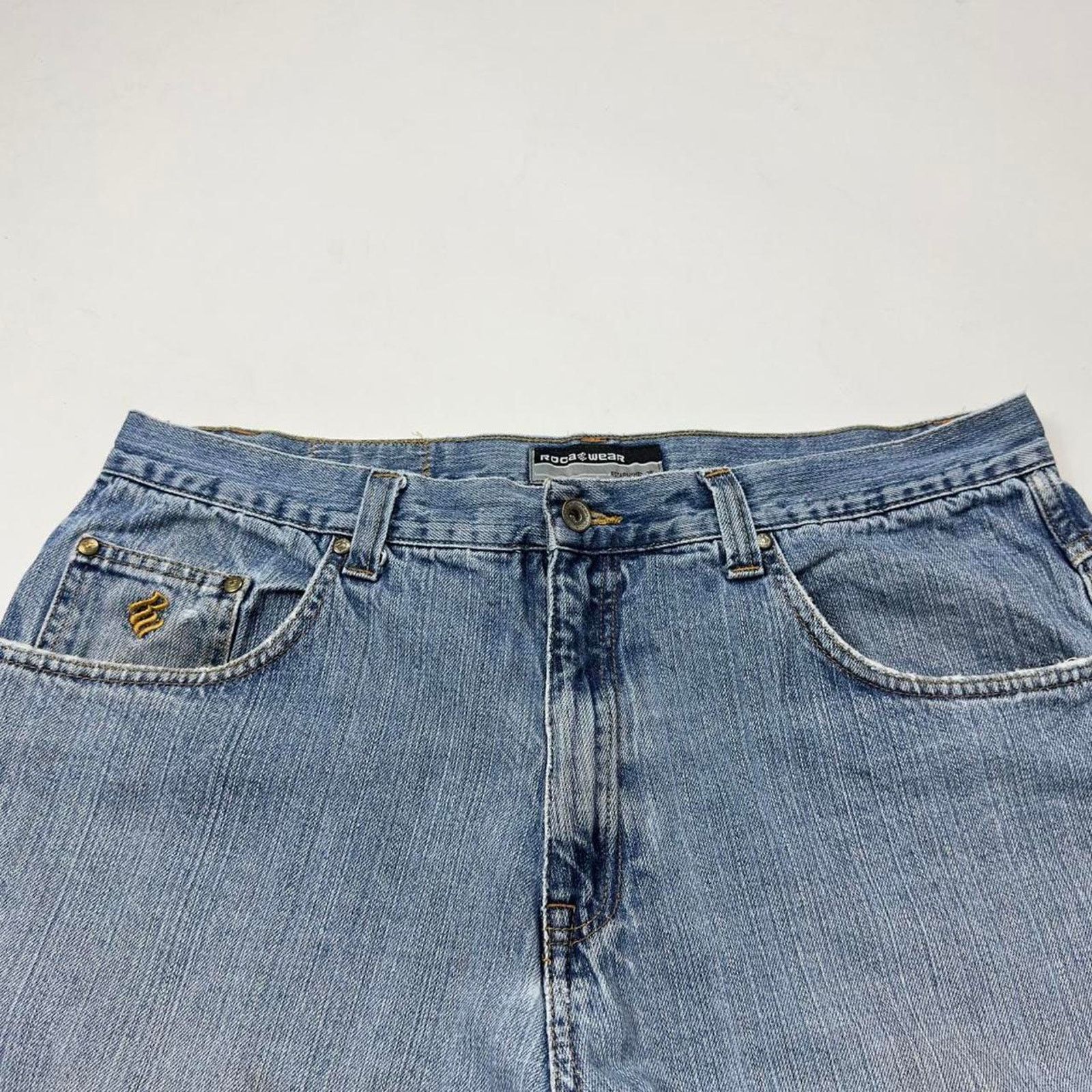Rocawear × StraightFaded Y2K Rocawear Rave Pipe Wideleg Grunge Denim Streetwear pants Size US 36 / EU 52 - 6 Thumbnail