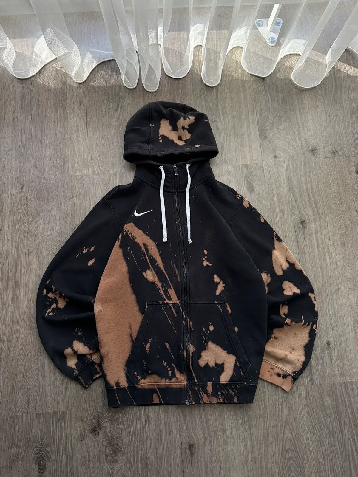 Vintage Nike Custom Black Full Zip Hoodie Y2K