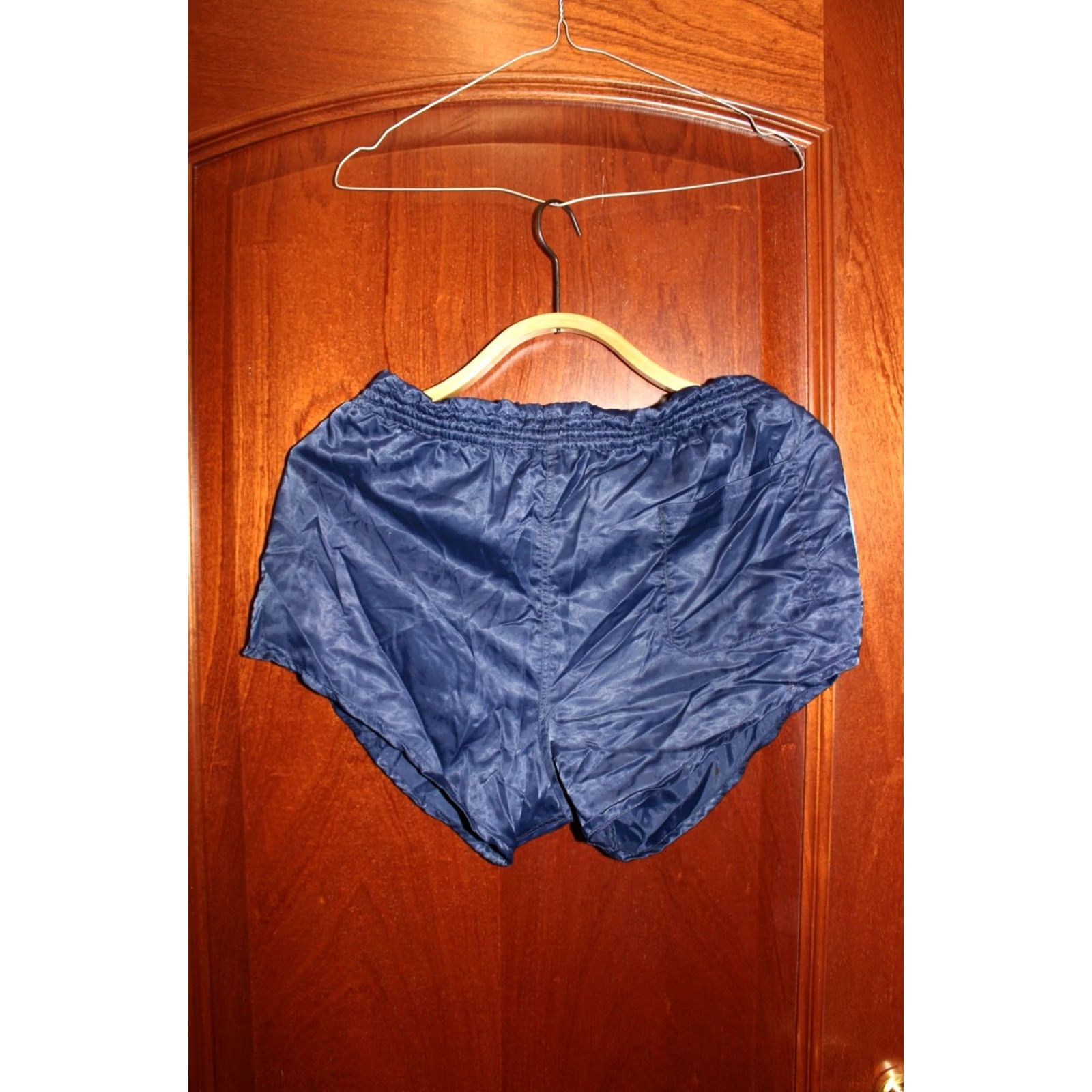 Adidas VINTAGE Adidas dark blue with blue stripes Nylon Running shorts - L/XL Shirt Mens XL Blue 1980s Size US 36 / EU 52 - 6 Thumbnail
