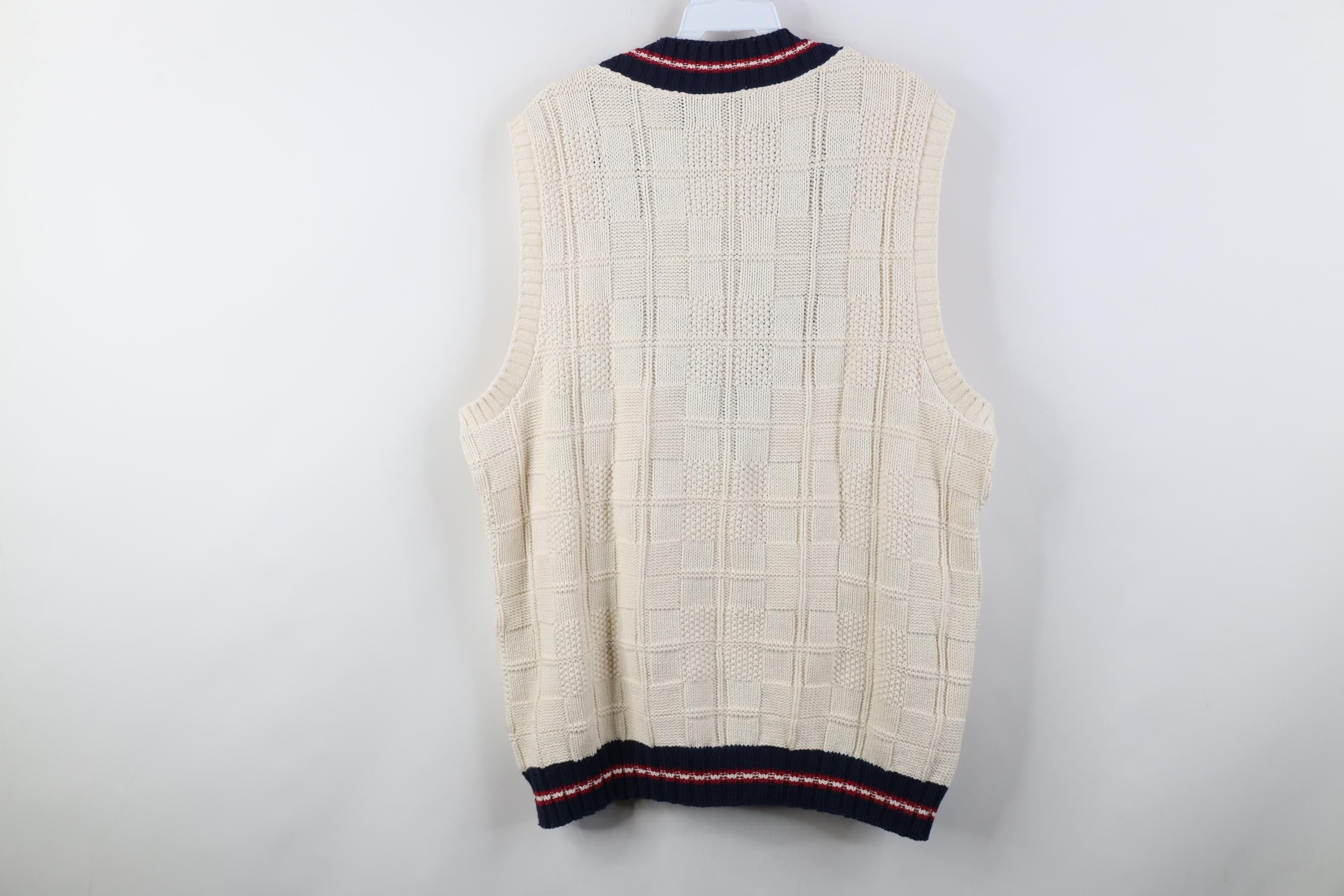 Lands' End Vintage 90s Lands End Cotton Checkered Knit Sweater Vest USA Size US L / EU 52-54 / 3 - 6 Thumbnail