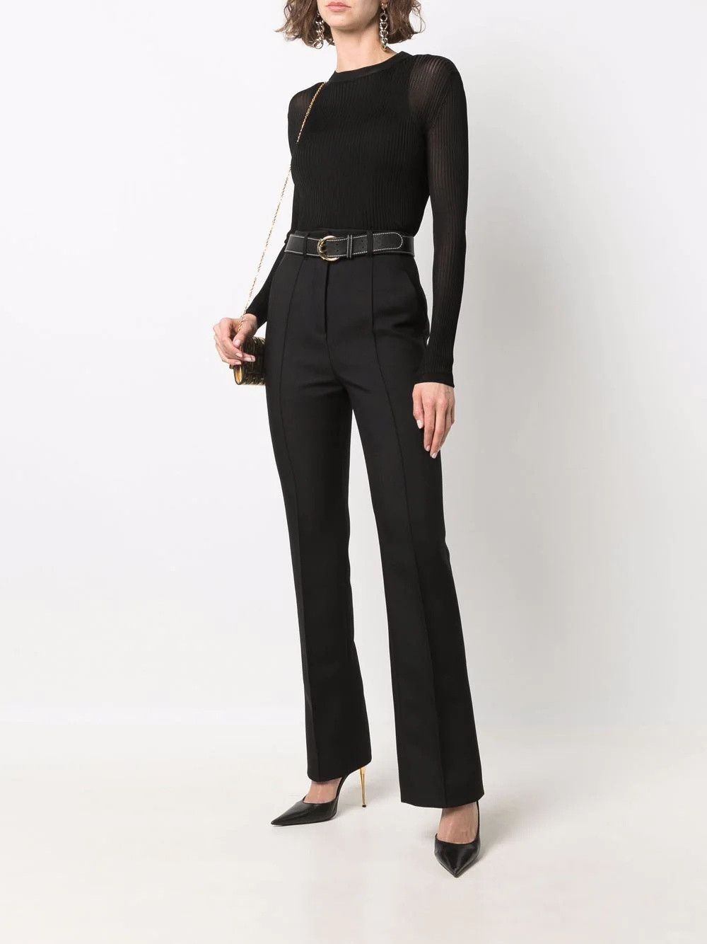 Saint Laurent Paris o1s1wg110425 699884 Cassandre Top In Ribbed Knit Sweater Size XL / US 12-14 / IT 48-50 - 3 Thumbnail