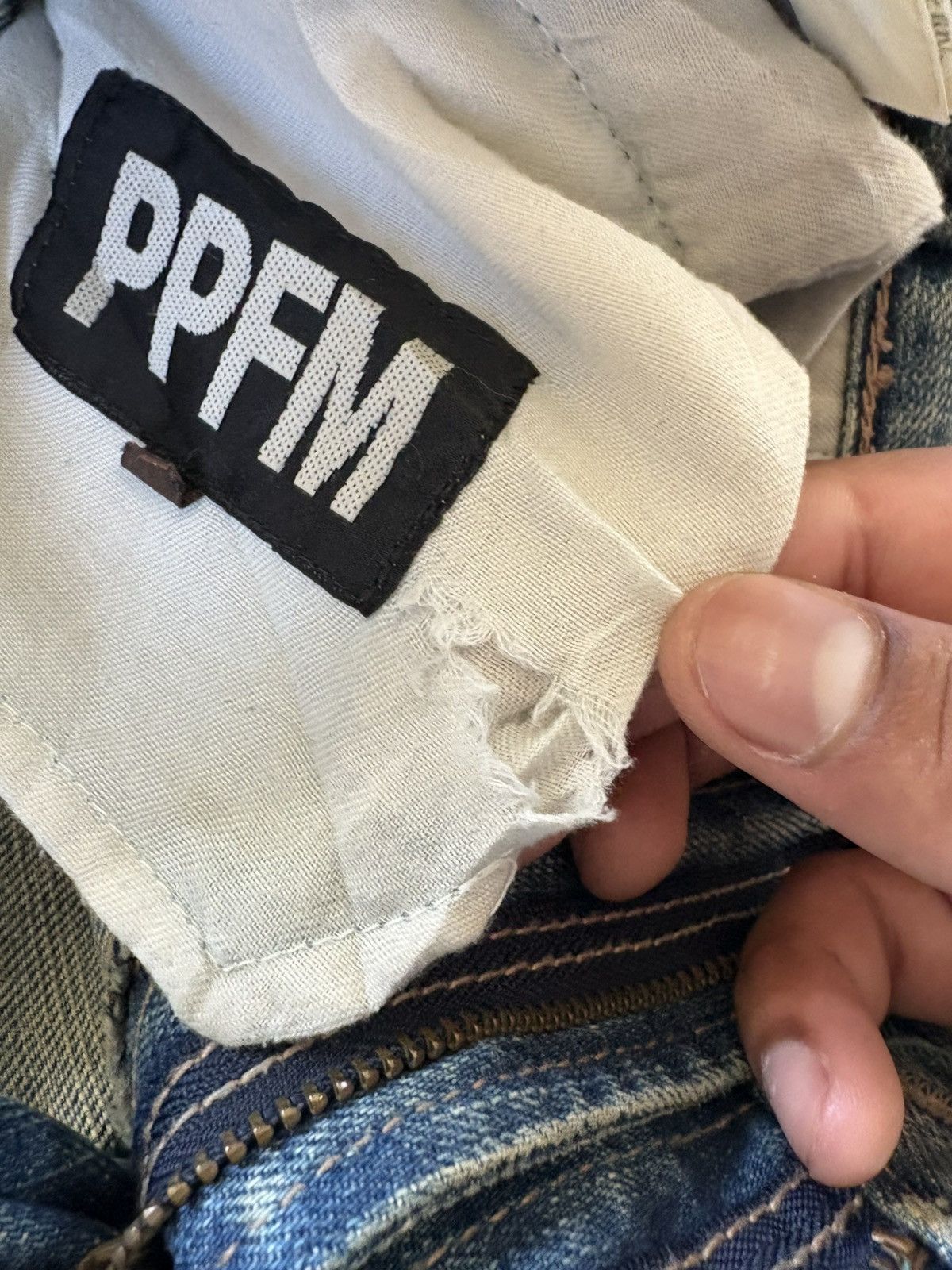 PPFM PPFM Double Waist Distressed Jeans Faded Denim XL 36x32 Size US 36 / EU 52 - 7 Thumbnail
