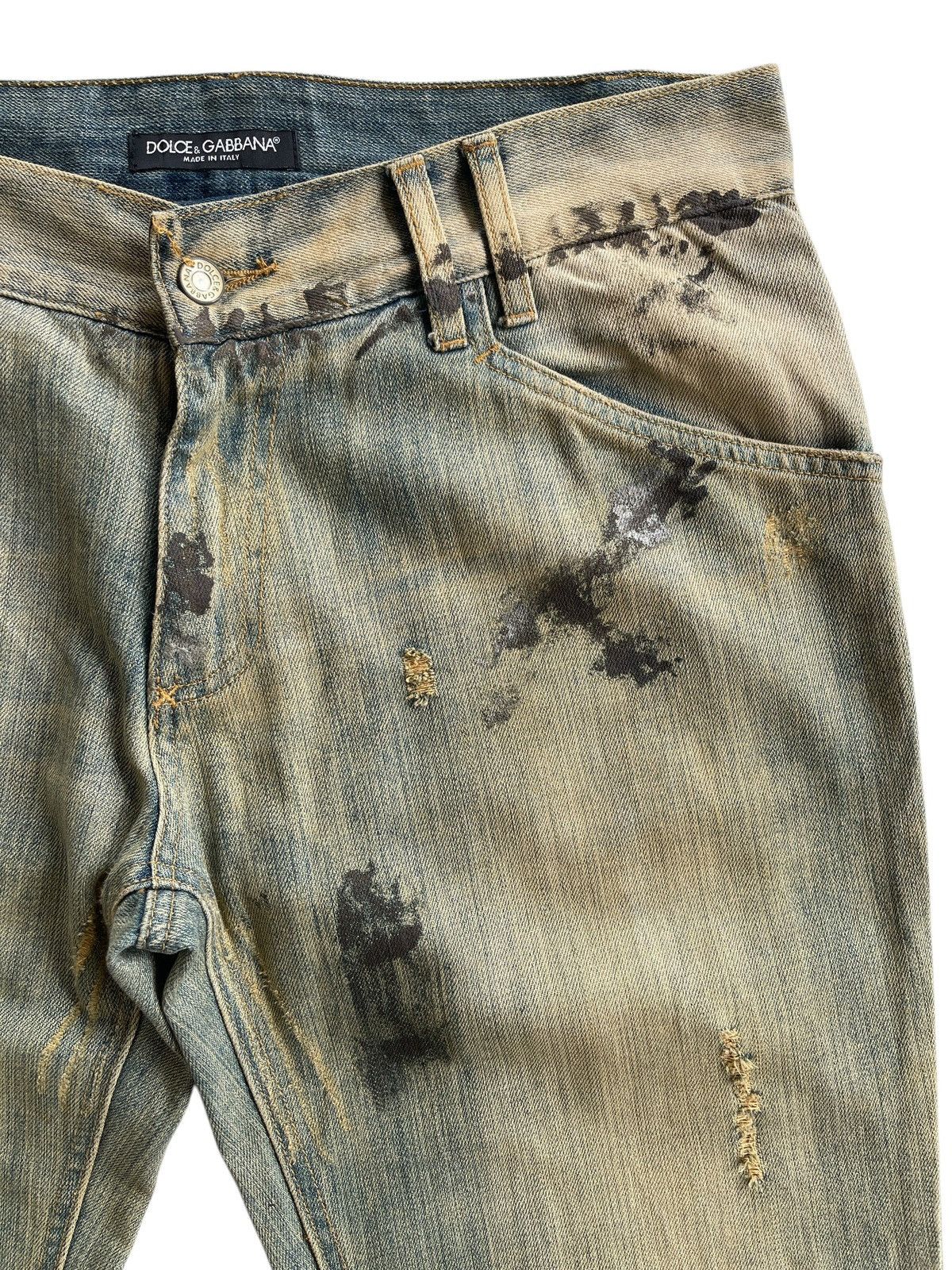 Dolce & Gabbana D&G Paint Splatted Distressed Pattern Denim Size US 35 - 6 Thumbnail