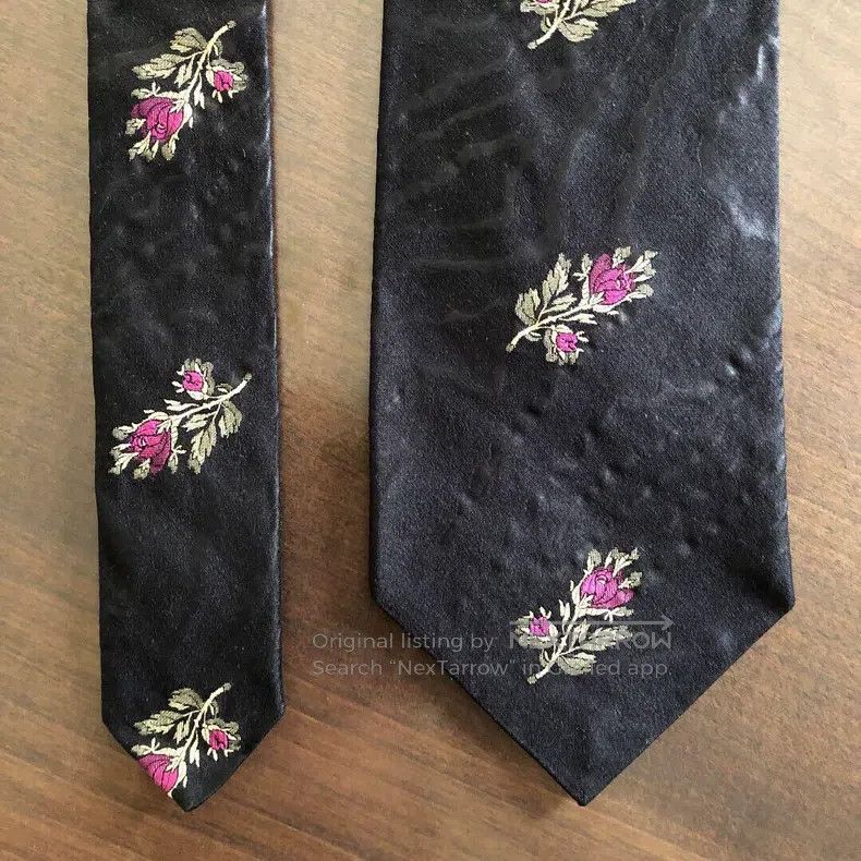 Dries Van Noten Dries Van Noten Embroidered Water Wave Pattern Silk Tie Size ONE SIZE - 4 Thumbnail