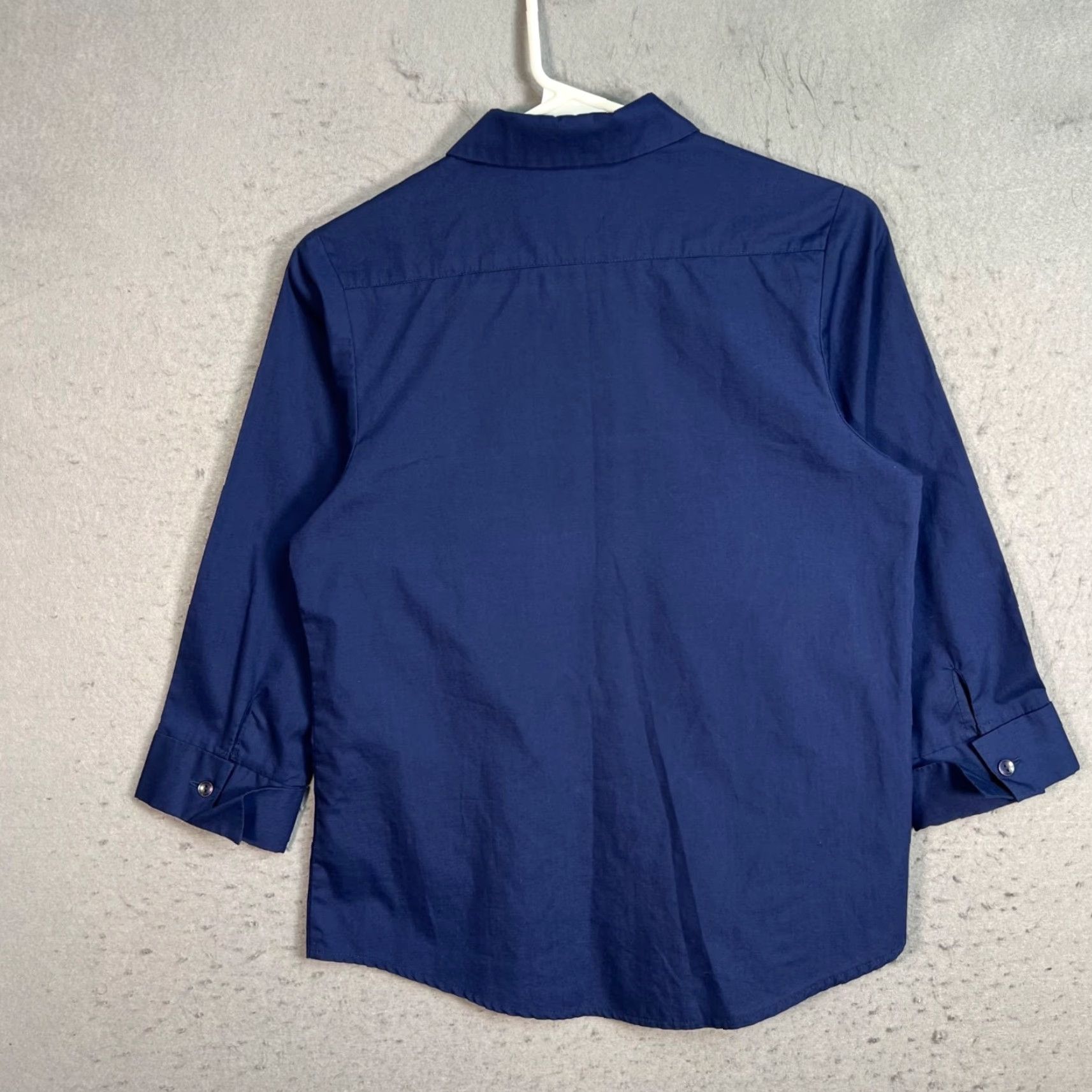 Asos ASOS Womens 4 Navy Button-Up Shirt 3/4 Sleeves Casual Polyester Regular Collar Spring Summer Fall Women's Shirt 4 Mens? Size S / US 4 / IT 40 - 2 Thumbnail
