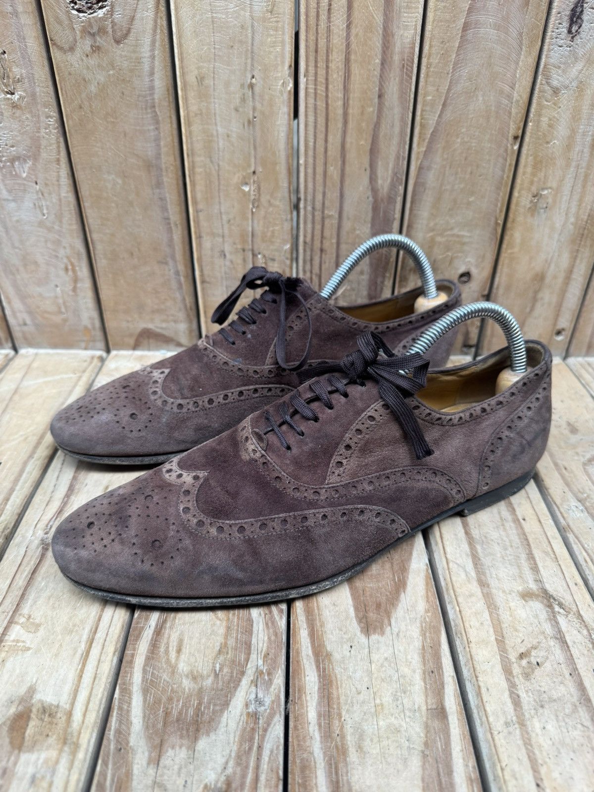 Gucci Gucci Brown Men’s suede leather dress shoes UK 6 E Size US 6.5 / EU 39-40 - 9 Thumbnail