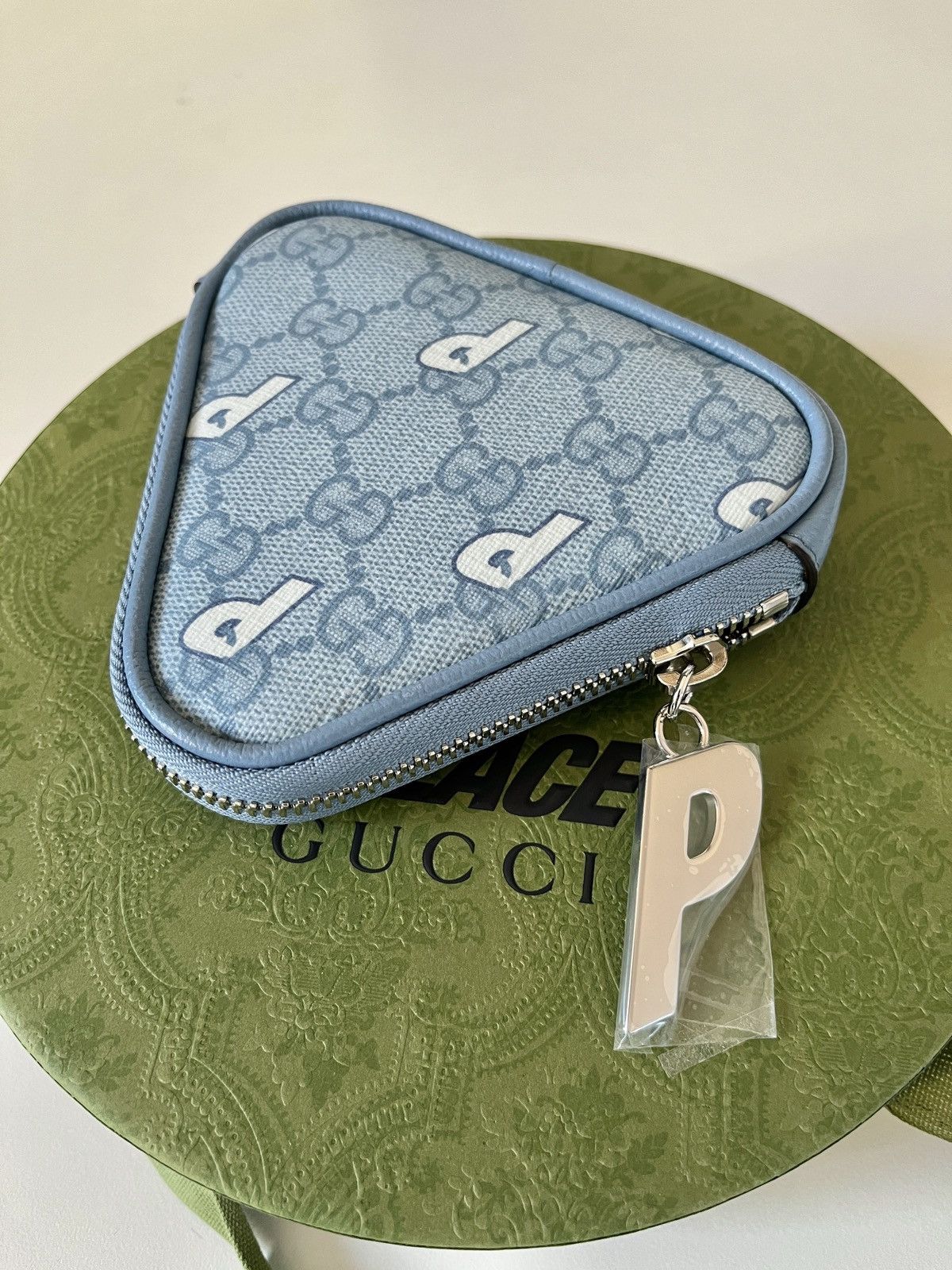 image of Gucci X Palace Pouch Bag in Blue, Men's