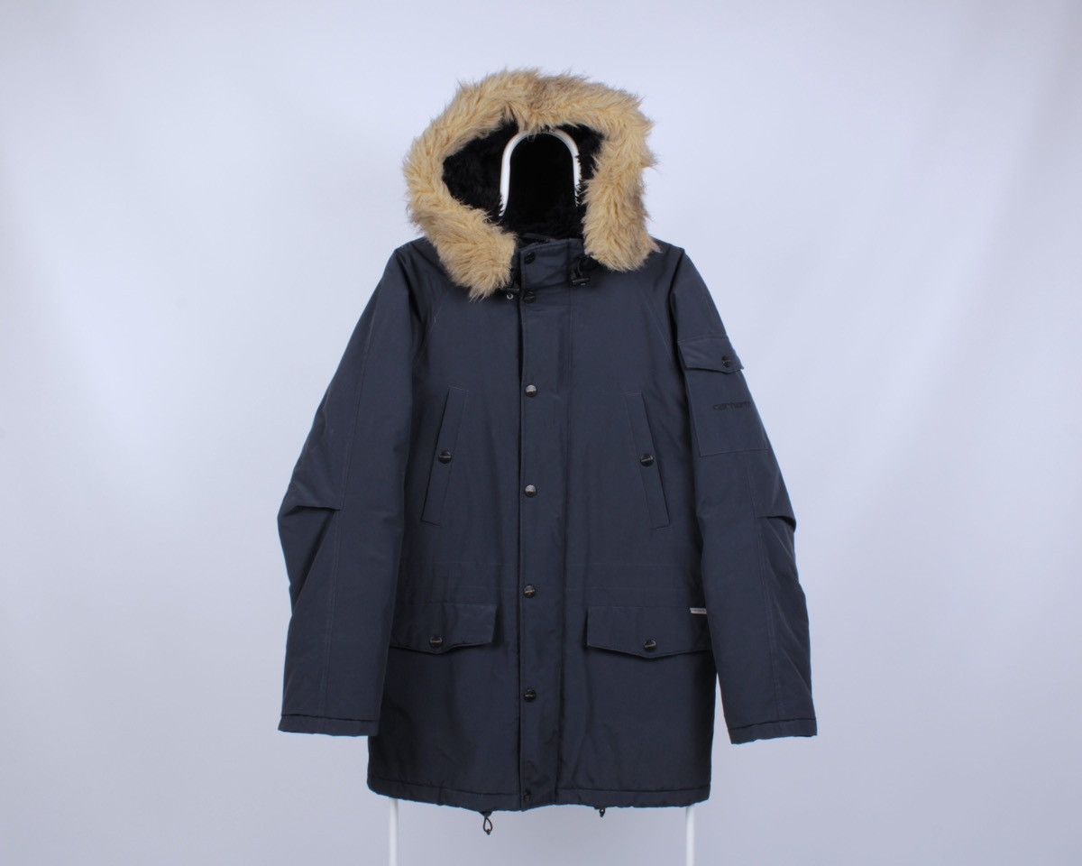 Carhartt × Carhartt Wip CARHARTT WIP Anchorage Parka Nylon Blue Fur Hooded Size US S / EU 44-46 / 1 - 2 Thumbnail