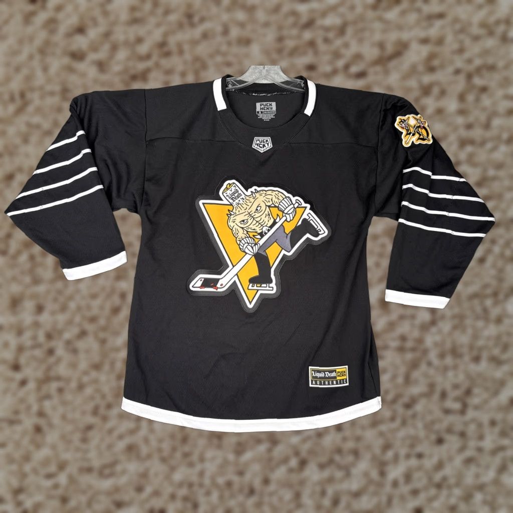 Vintage Liquid Death x Puck Hcky Hockey Jersey Mens Small Black 66 Logo Graphic Penguins Size US S / EU 44-46 / 1 - 1 Thumbnail