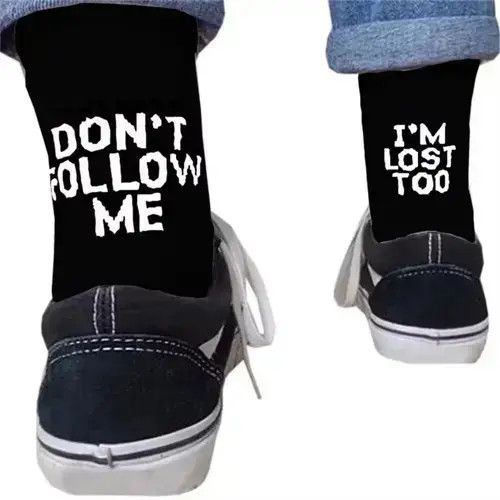 Other Men Funny Harajuku Humor Word Printed Socks Size ONE SIZE - 1 Thumbnail