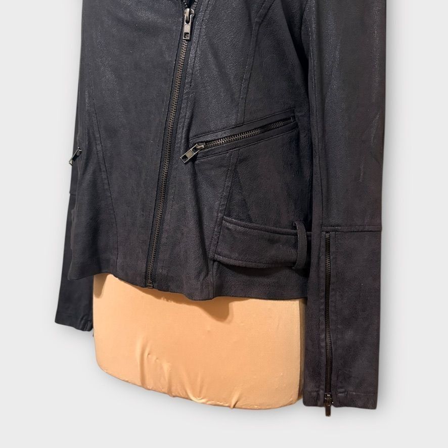 Other Faux Leather Suede Moto Jacket Medium Black Vegan Zip EUC So Size M / US 6-8 / IT 42-44 - 4 Thumbnail