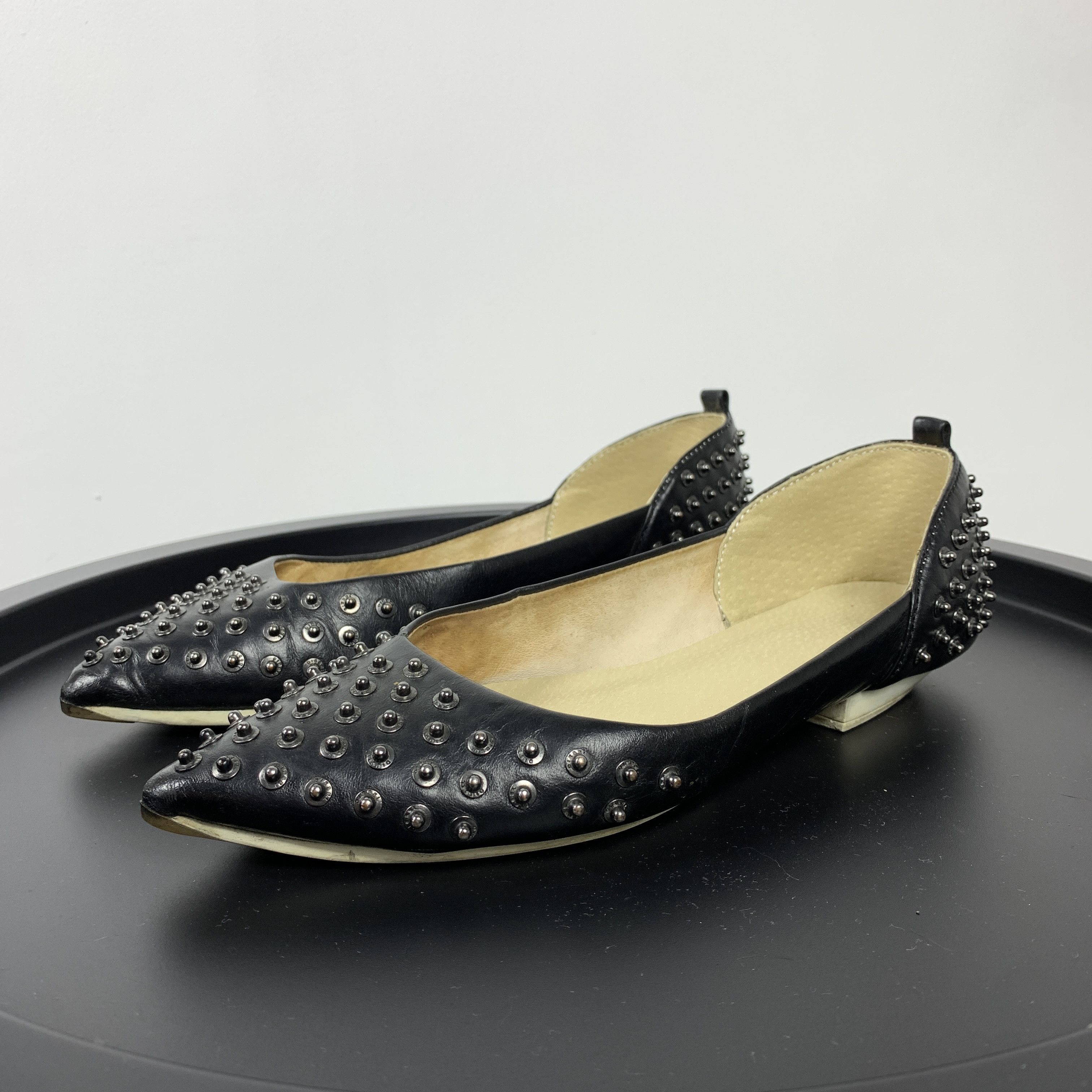 Diesel Vintage Diesel Y2K Rare Black Leather Flats Rivet Shoes Size US 8.5 / IT 38.5 - 7 Thumbnail