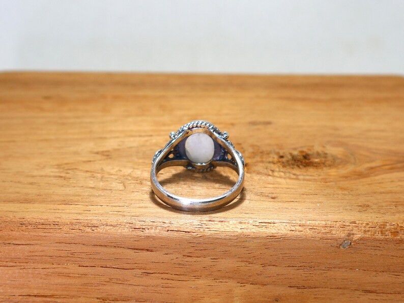 Handmade Rainbow Moonstone Ring: Handmade Sterling Silver Ring Size ONE SIZE - 7 Thumbnail