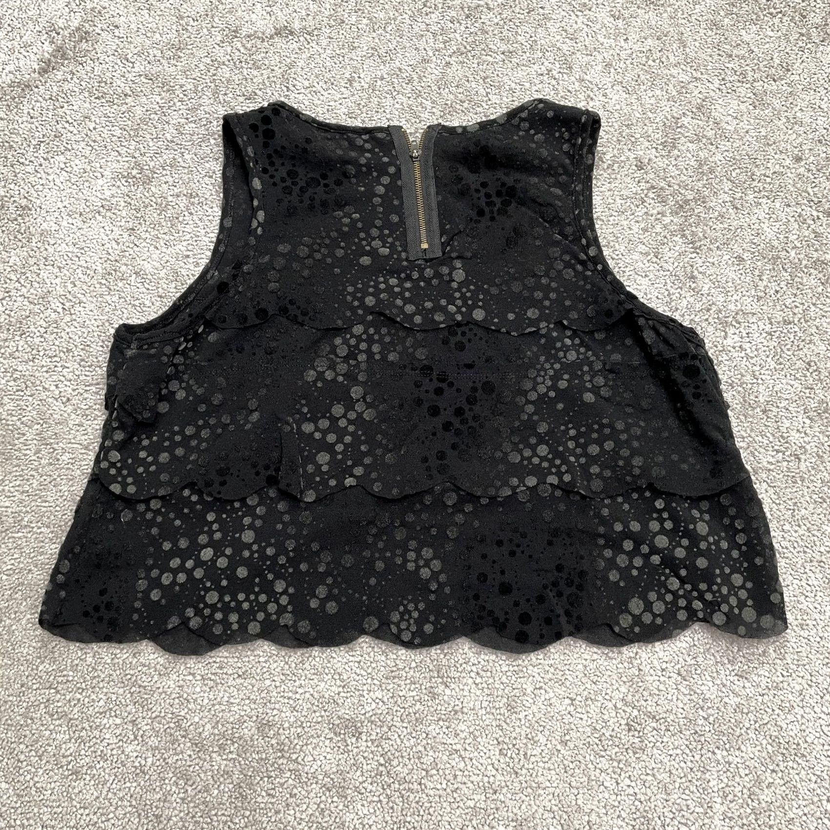 Vintage American Rag Cie Black Polka Nylon Layered Tank Top Juniors Large Casual Cropped Size L / US 10 / IT 46 - 2 Thumbnail