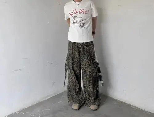 VIBE Vintage Leopard Pattern Paratrooper Pleated Cargo Pants Size US 32 / EU 48 - 1 Thumbnail