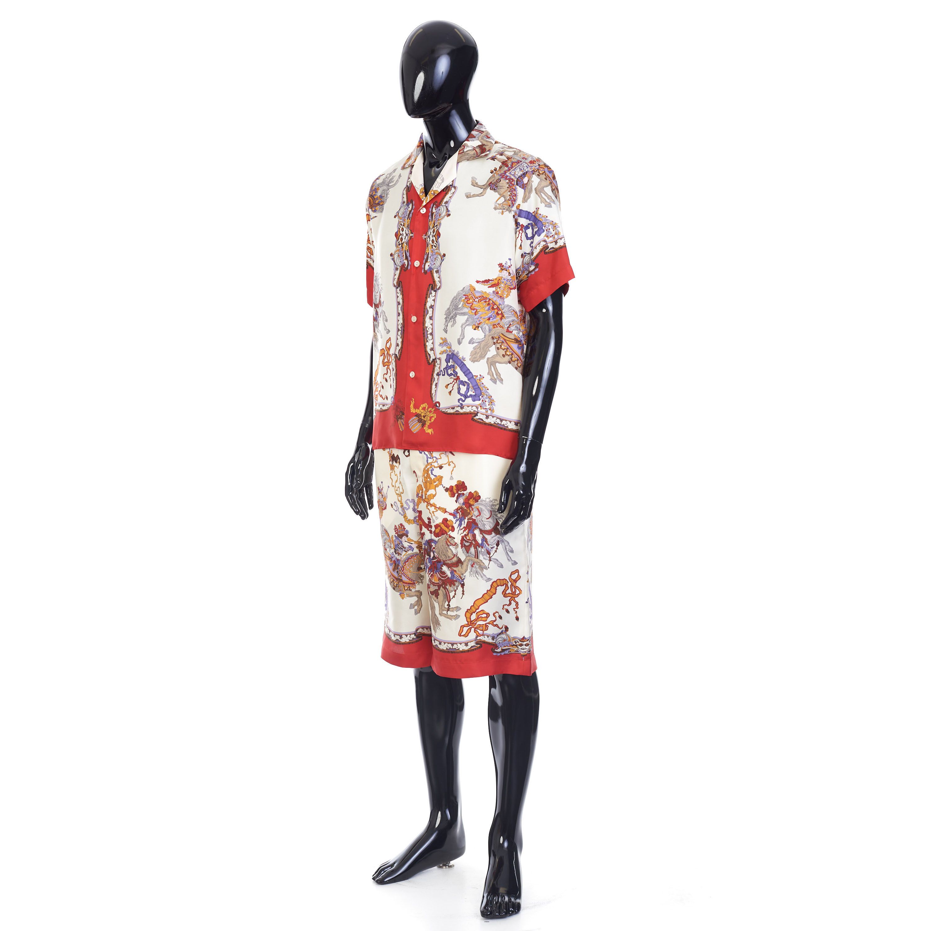 Gucci Bowling Shirt In Ivory And Red Printed Silk Size US M / EU 48-50 / 2 - 2 Thumbnail