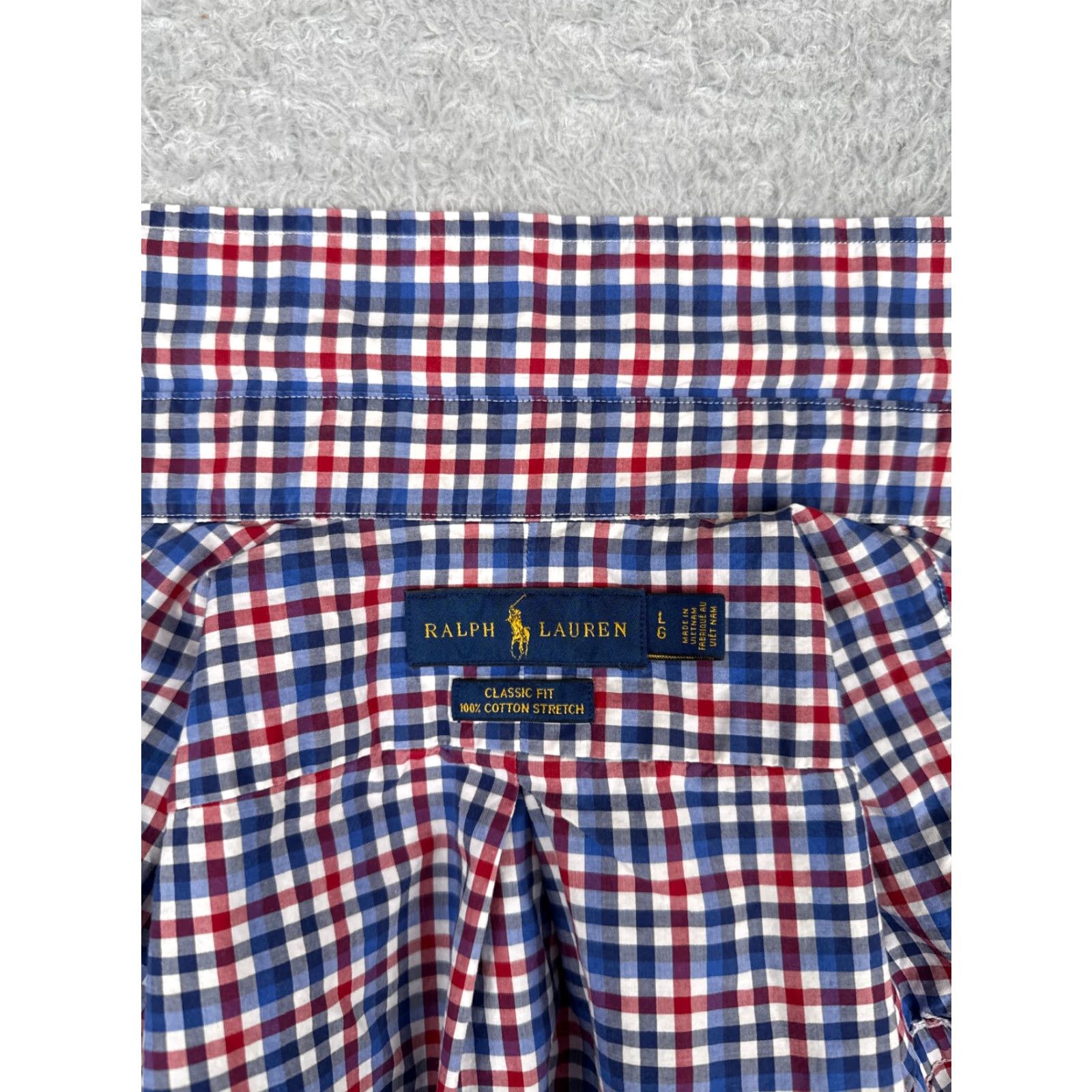 Polo Ralph Lauren VINTAGE Polo Ralph Lauren Shirt Men L Blue Plaid Button 100% Cotton Classic Fit Size US L / EU 52-54 / 3 - 3 Thumbnail