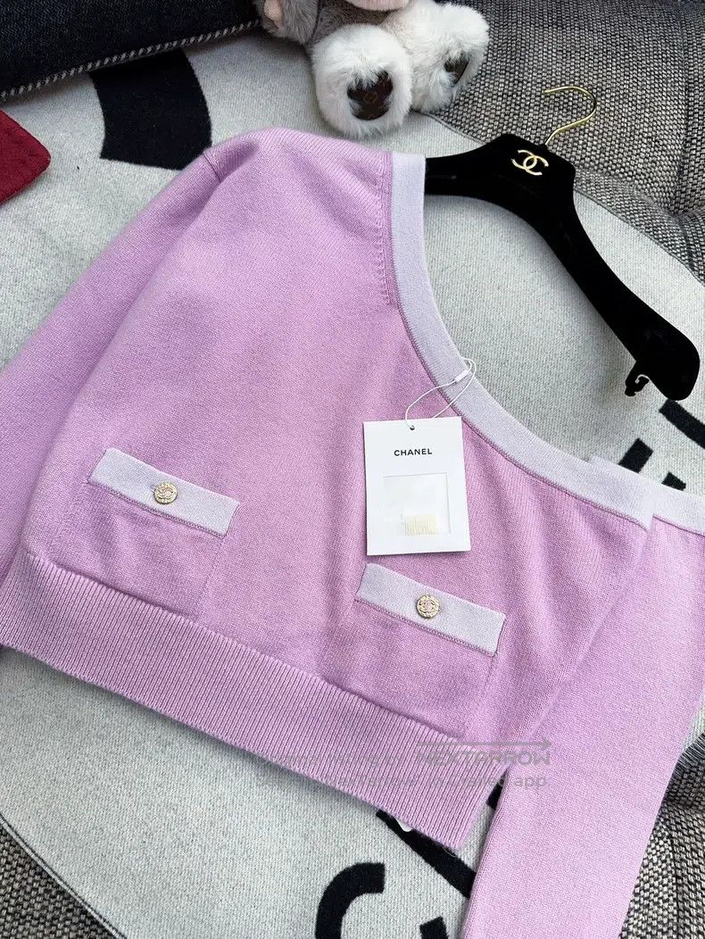Chanel Chanel 23s pink purple taro purple knitted off-the-shoulde Size XS / US 0-2 / IT 36-38 - 7 Thumbnail