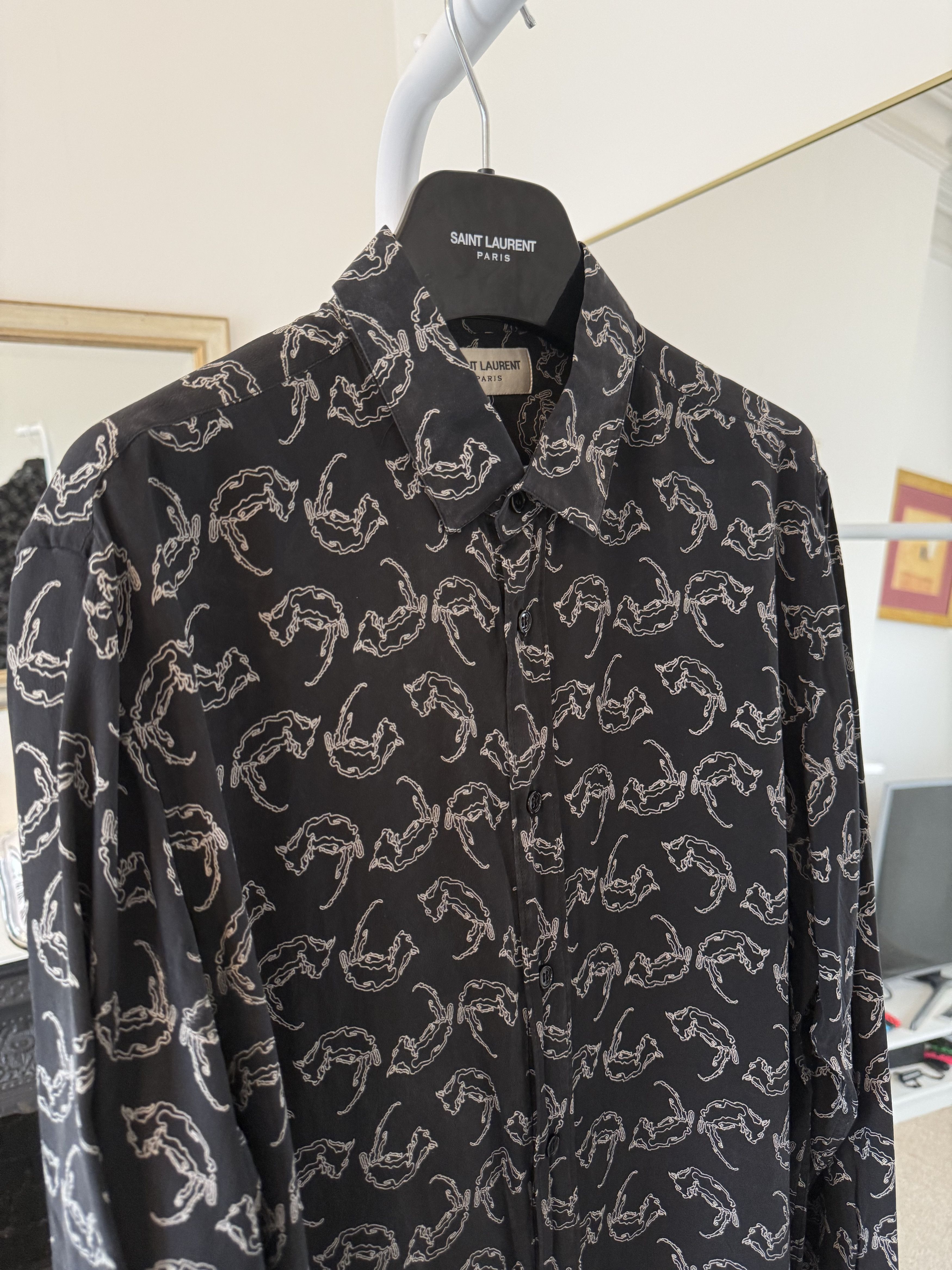 Hedi Slimane × Saint Laurent Paris FW13 Saint Laurent Silk Dead Rats Shirt Size US L / EU 52-54 / 3 - 9 Thumbnail