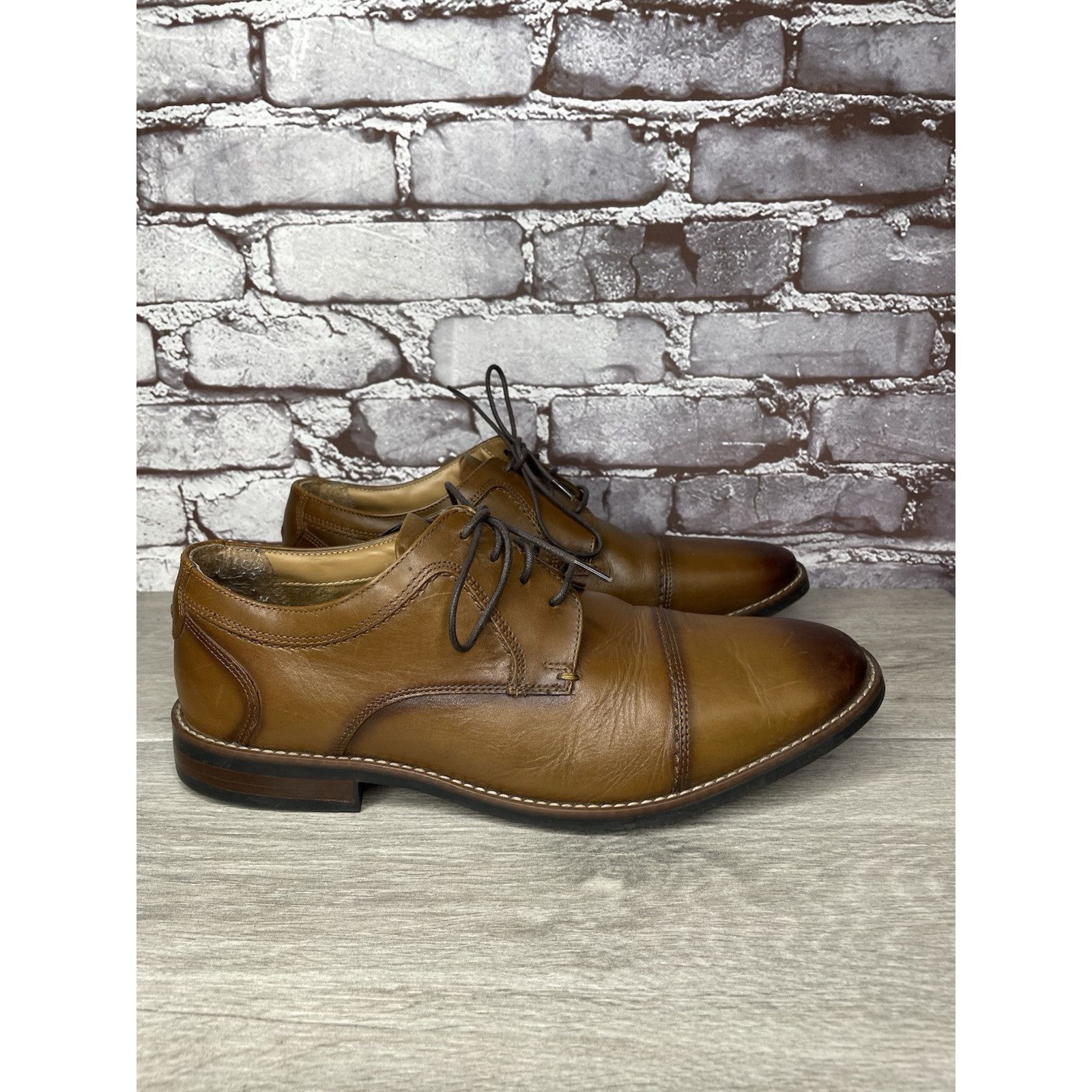 Nunn Bush Nunn Bush Mens Brown Cap Toe Comfort Gel Lace Up Shoes Size Size US 10.5 / EU 43-44 - 24 Thumbnail
