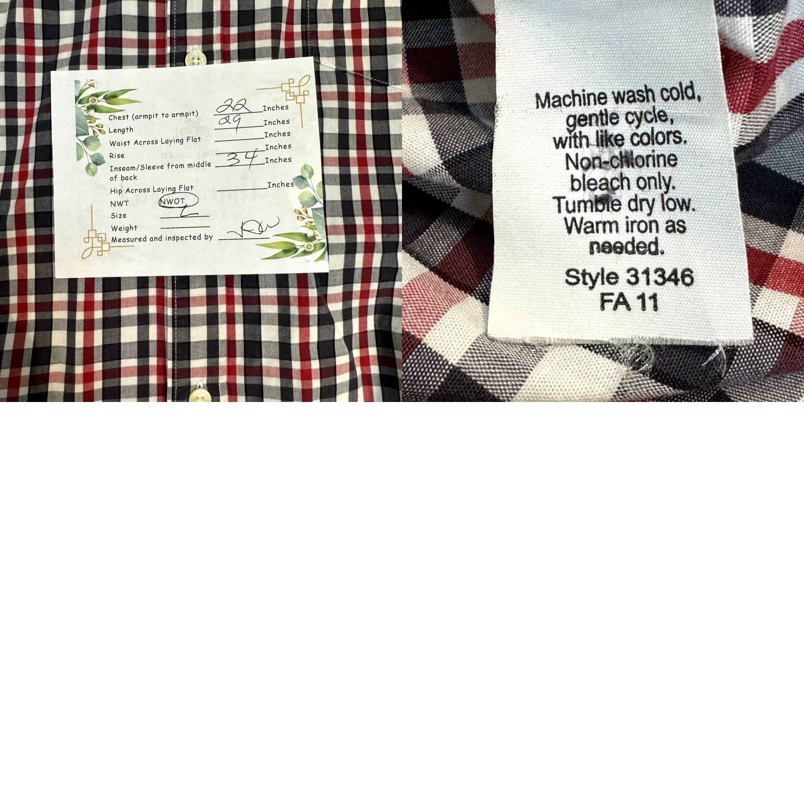 J.Crew J.CREW Button-Down Shirt L Red & Black Plaid Cotton Classic Fit Long Sleeve Mens Size US L / EU 52-54 / 3 - 8 Thumbnail